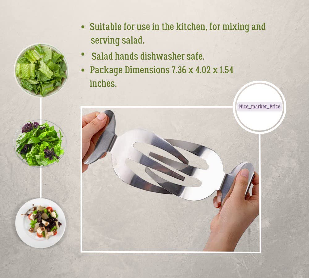Best Salad Hands & Kitchen Tools - Revolving Salad Server, Salad Tongs & Forks - Perfect for Tossing, Serving & Mixing Salads, Pasta & Veggies - Durable Kitchen Utensils for Home & Restaurant Use