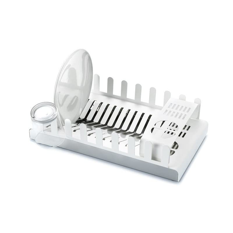 Stainless Steel Dish Drying Rack for Kitchen Countertop | White Space-Saving Dish Drainer | Perfect for Small Kitchens, Apartments & RVs