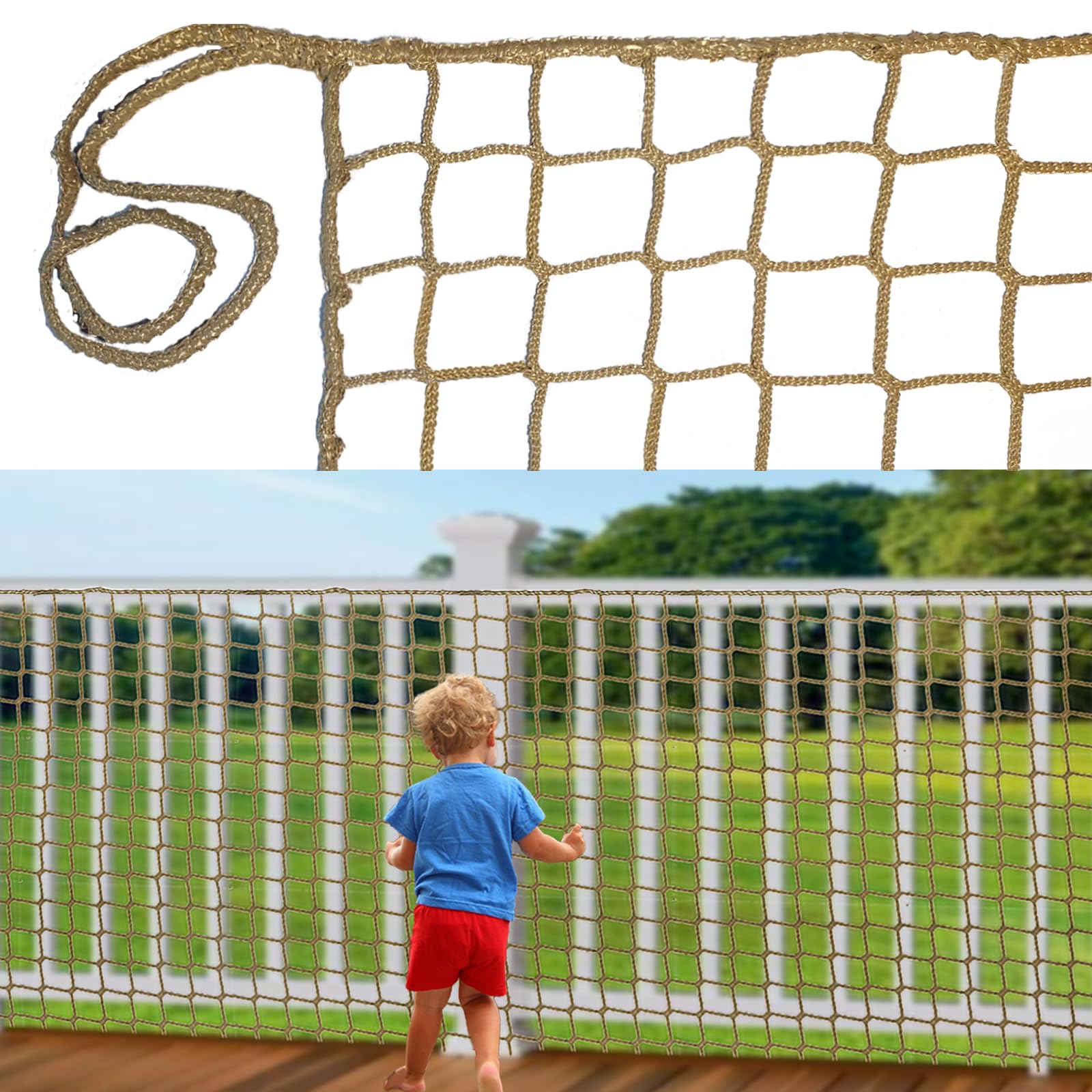 Kids & Pet Safety Rope Net - Heavy Duty Balcony Railings Protection, Playground Barrier, Baseball/Softball Backstop Nets - Perfect for Home, School & Sports Field Safety