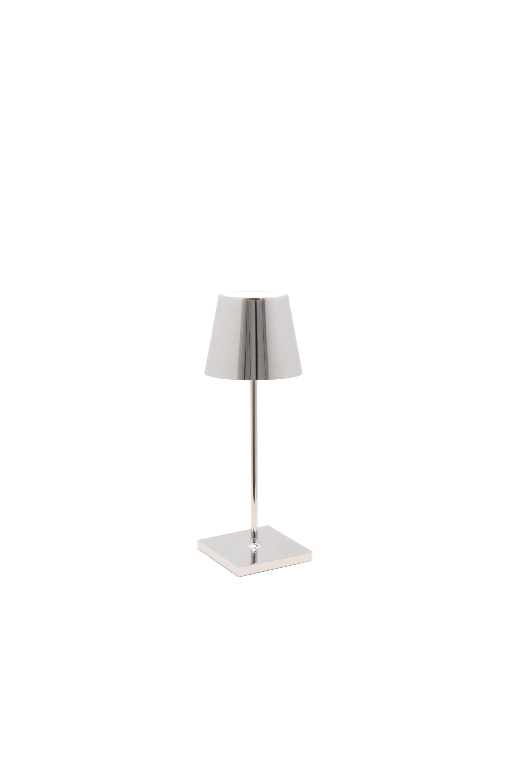 Poldina Mini Table Lamp - Chrome Glossy Finish, USB Rechargeable LED Night Light for Bedroom, Living Room, Office & Dorm Decor