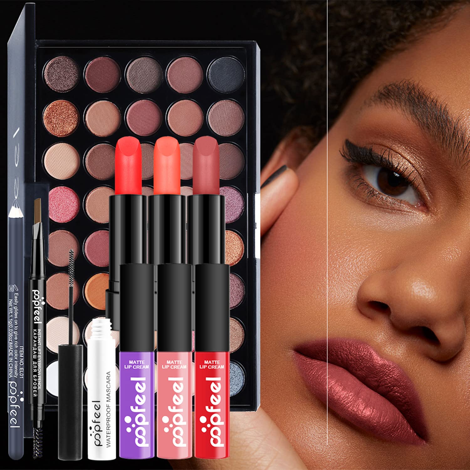 MAEPEOR 27-Piece Complete Makeup Kit for Women & Teens - Includes Eyebrow Pencil, Eyeliner, Eyeshadow Palette, Mascara, Foundation, Concealer, Lip Gloss, Lipstick, Makeup Remover & Brushes - Perfect Gift Set for Birthday, Christmas & Everyday Makeup (POP004B)