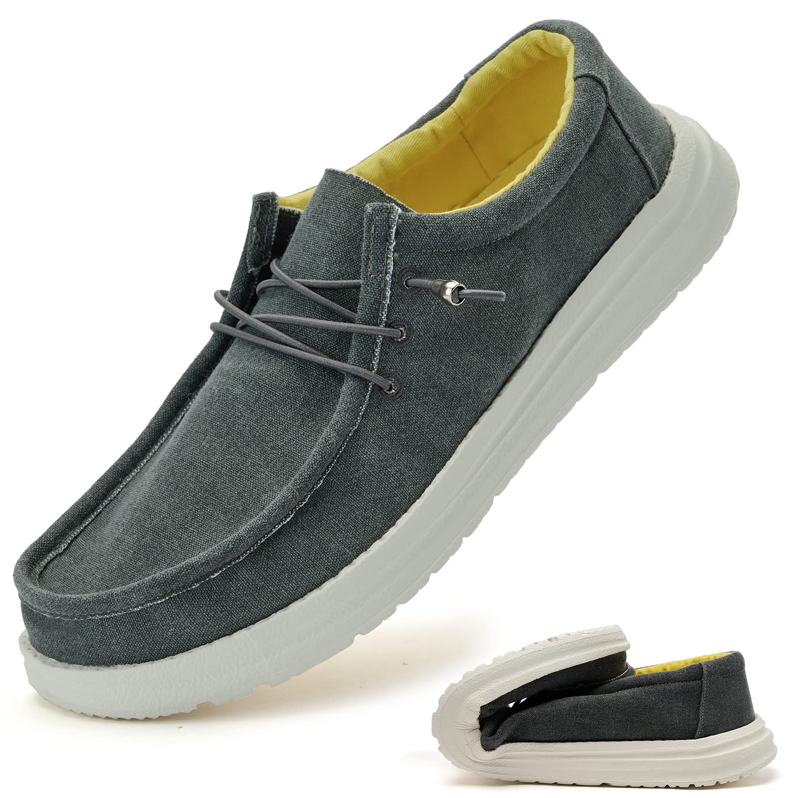 **Men's Slip-On Loafers - Lightweight Canvas Boat Shoes for Casual Wear | Comfortable Softsole Walking Shoes for Everyday Use**    *(Ideal for Travel, Office, and Relaxing Outings)*