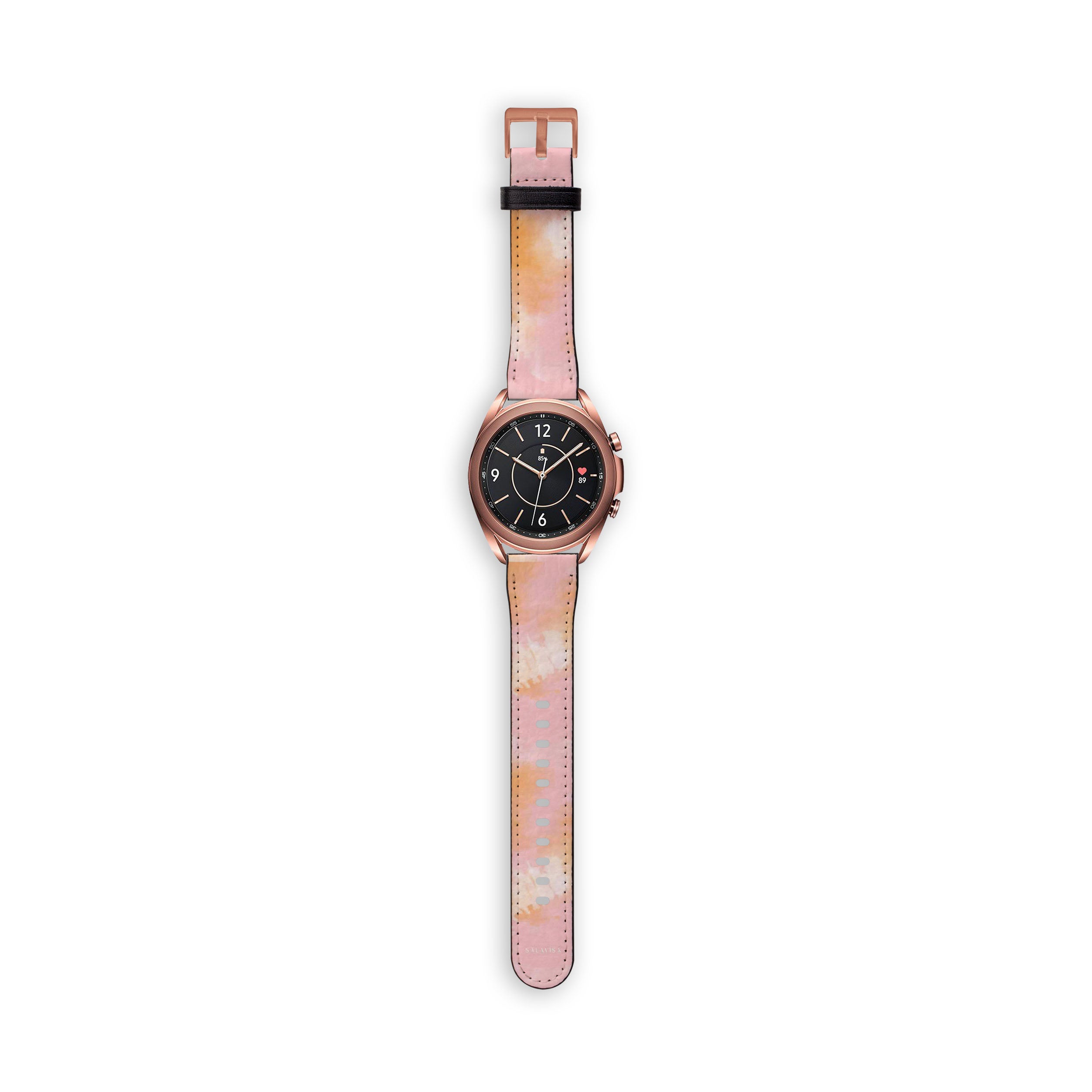 Pink Orange Tie Dye Galaxy Watch Band for Samsung Galaxy Watch 4/5/6 - Stylish Soft Silicone Replacement Strap - Perfect for Workouts, Running & Fashion Accessories