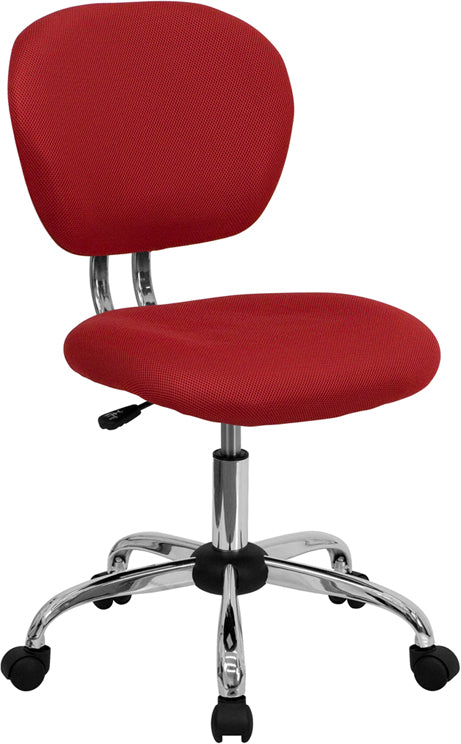 FLASH Beverly Mid Back Black Mesh Office Chair with Padded Seat, Swivel & Adjustable Height, Chrome Base & Arms - Ergonomic Desk Chair for Home & Office Workspace