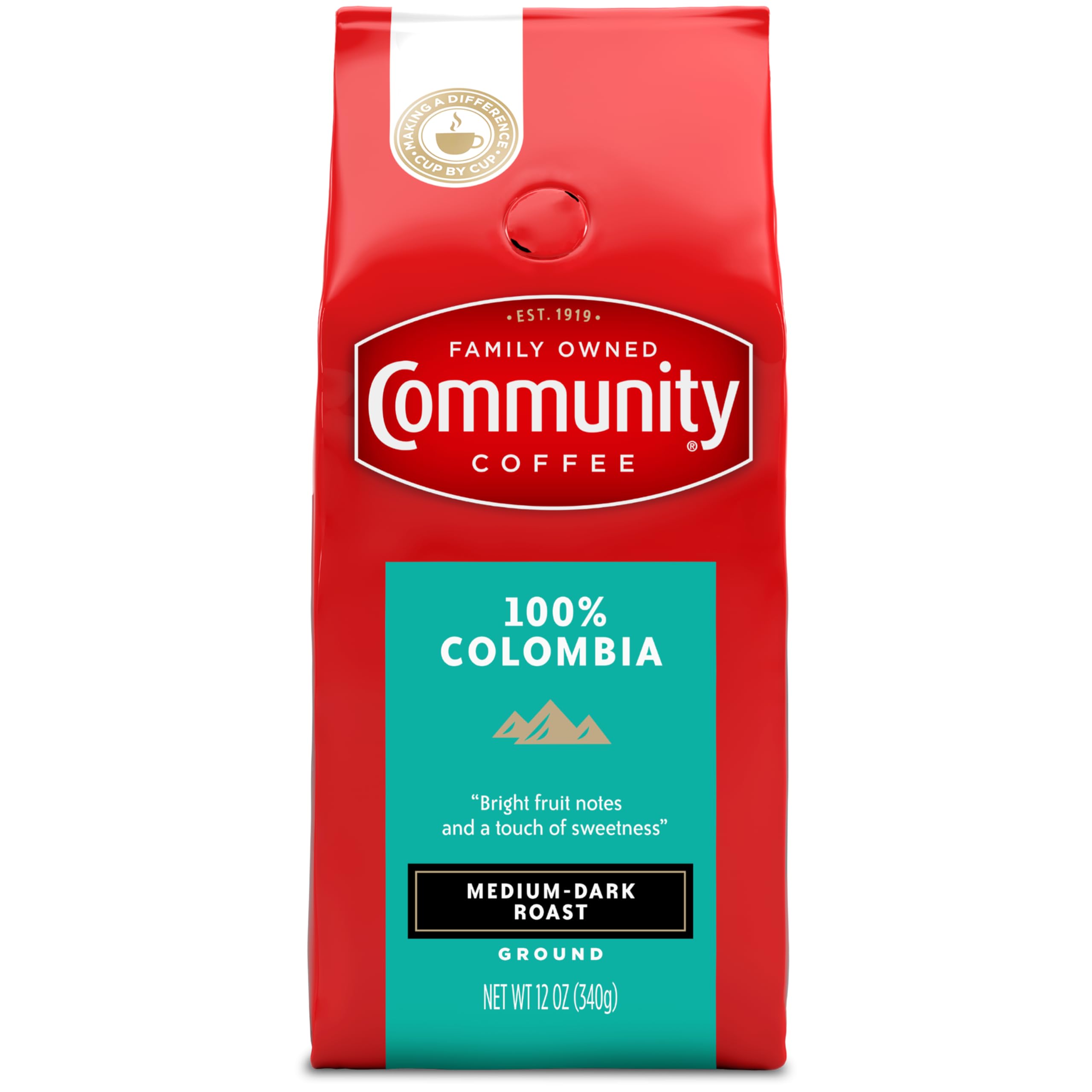 Premium 100% Colombian Medium Dark Roast Ground Coffee - 12oz Bag | Rich & Bold Flavor | Perfect for Morning Brew, Office Use & Gifts | Community Coffee Brand