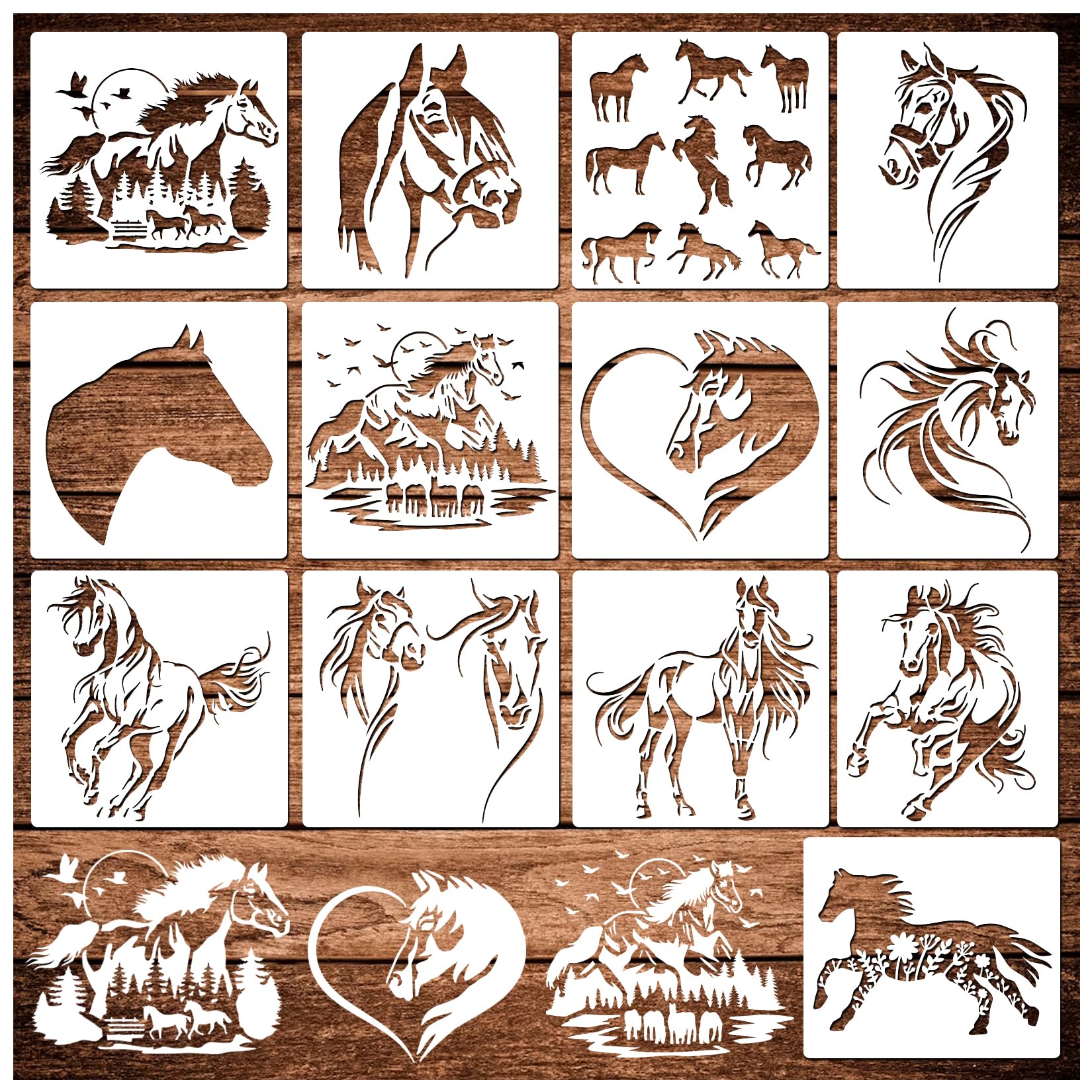 Reusable Horse Stencils for Painting on Wood - Farmhouse Art Crafts Templates for Wall Canvas & Wood Burning Projects | Perfect for DIY Home Decor, Barn Signs, and Western-Themed Crafts