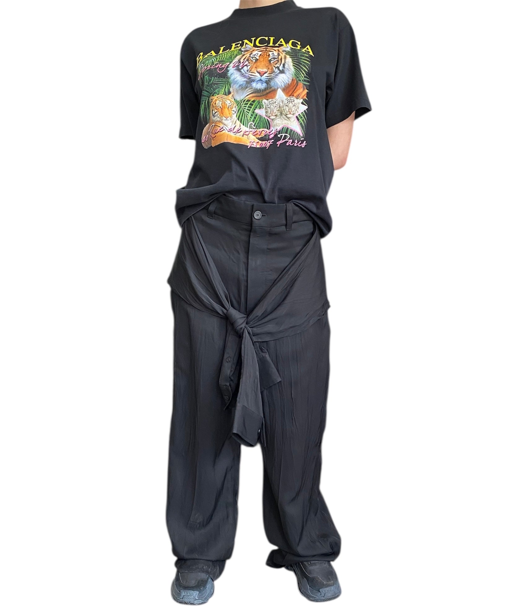 Balenciaga Black Unisex Crinkle Shirt & Trousers Set - XXS/6 Size | Stylish Casual Outfit for Streetwear & Fashion Lovers