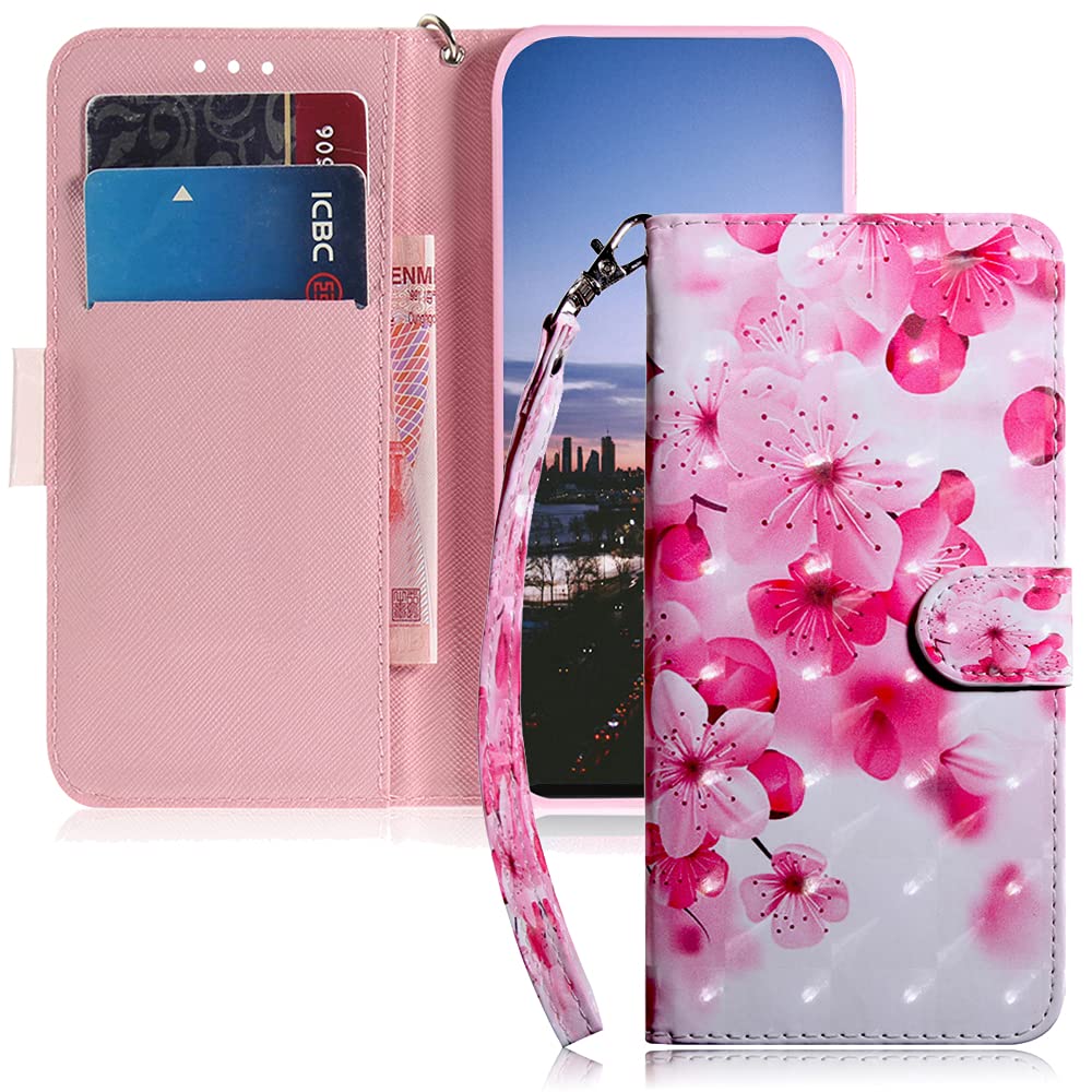 Premium PU Leather Wallet Case with Card Holder & Kickstand for iPhone 7 Plus/8 Plus - Cherry Blossom Design | Slim Protective Phone Cover for Daily Use, Travel & Business Meetings