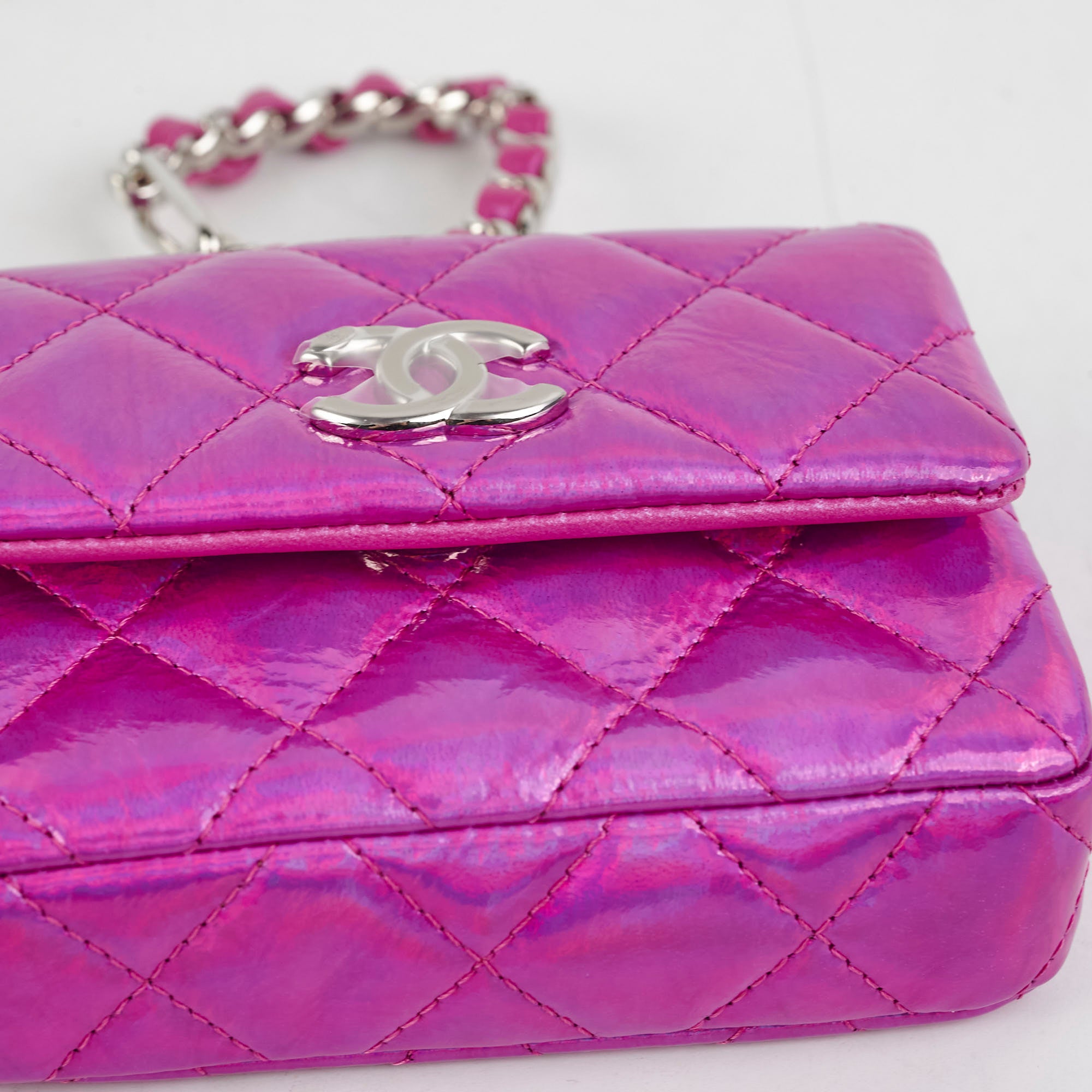 Chanel Neon Pink Leather Card Holder with Keychain - Stylish Wallet for Women, Perfect for Everyday Use & Travel Accessories