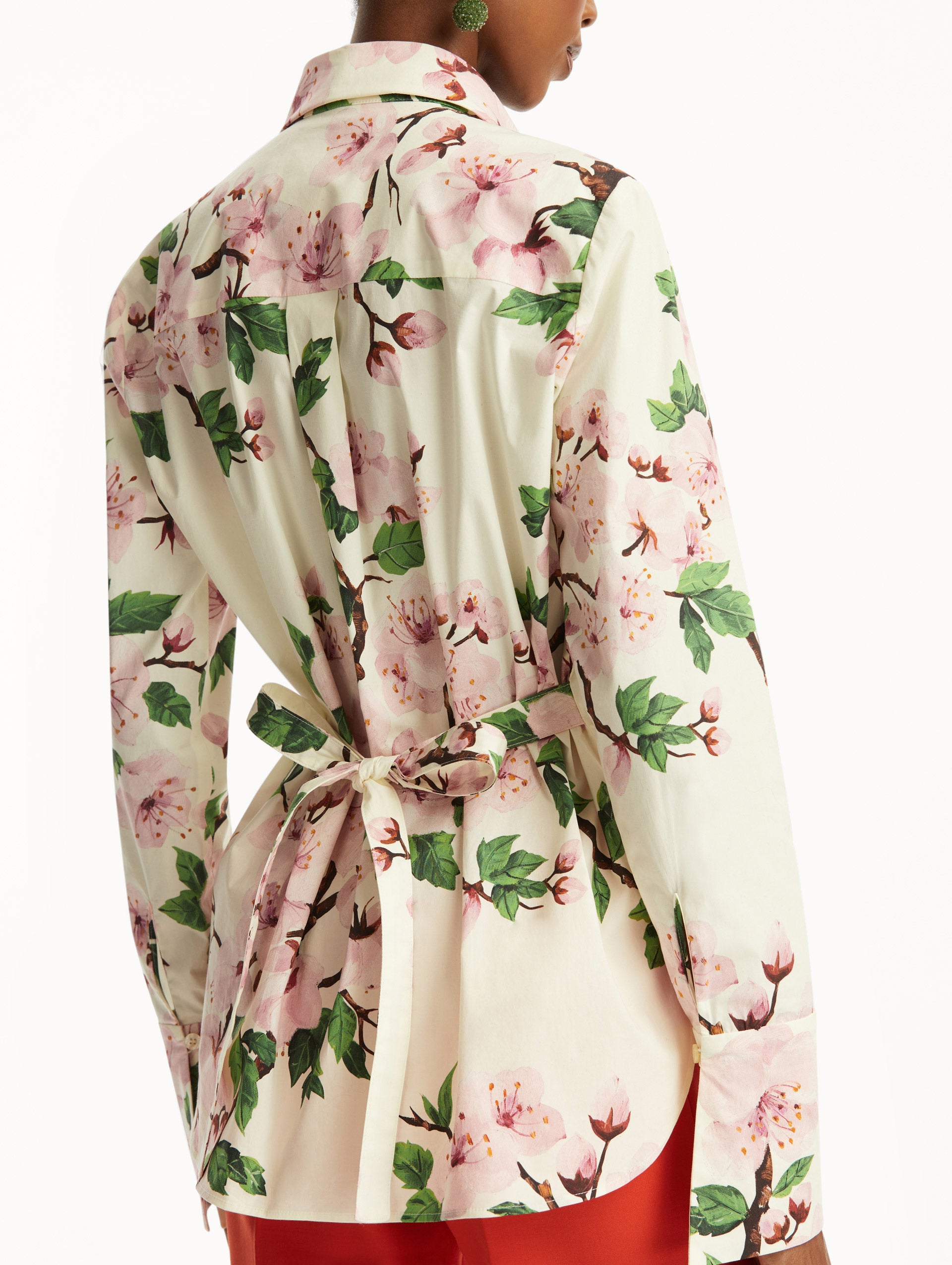 Cherry Blossom Print Cotton Poplin Blouse for Women - Floral Spring Summer Tops - Perfect for Office, Date Night & Casual Outfits