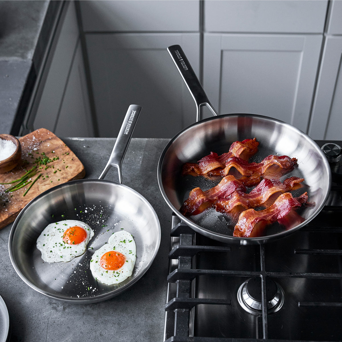 Premium Merten & Storck 8-Inch Stainless Steel Fry Pan - Nonstick Cooking Skillet for Sautéing, Frying & Perfect Omelets - Ideal for Gas, Electric & Induction Stovetops