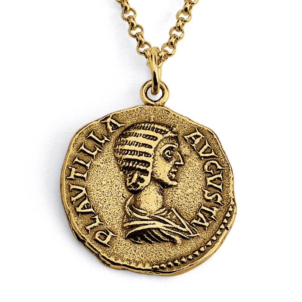 Gold Plated Silver Necklace - Roman Imperial Ancient Coin Charm Pendant Jewelry | Perfect Gift for Women | Vintage Style Necklace for Parties, Weddings & Special Occasions