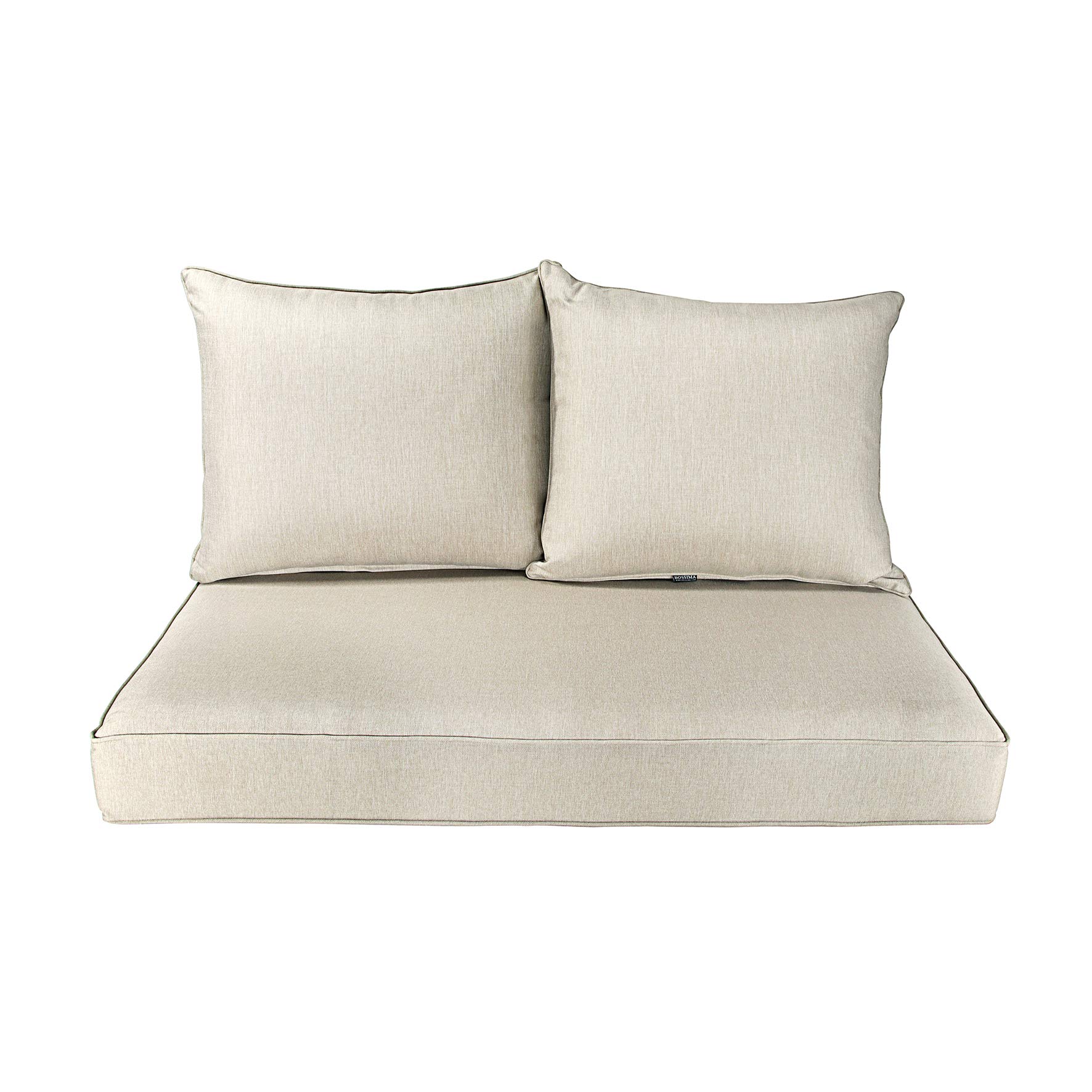 BOSSIMA Patio Furniture Cushions - Deep Seat Glider Loveseat Cushion Set, Indoor/Outdoor Water-Resistant Olefin Fabric in Taupe - Perfect for Porch, Deck, Garden & Poolside Relaxation