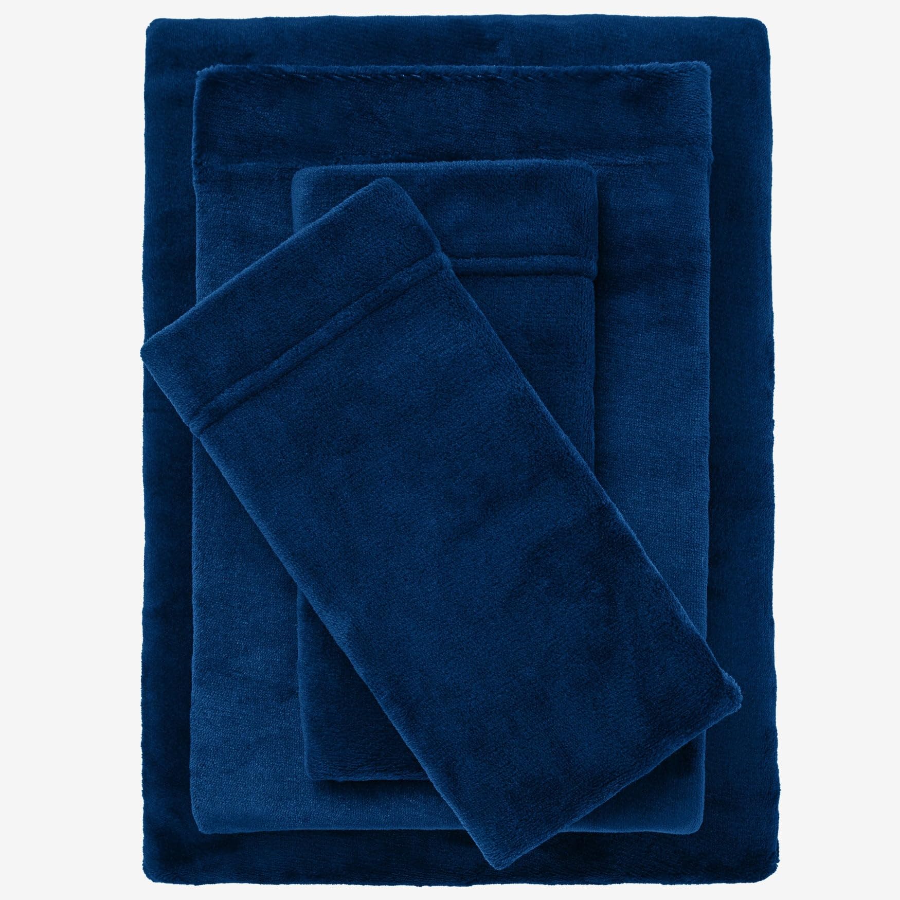 BrylaneHome BH Studio 4-Piece Microfleece Sheet Set - King Size, Sapphire Blue - Ultra Soft & Warm Bedding for Winter Comfort