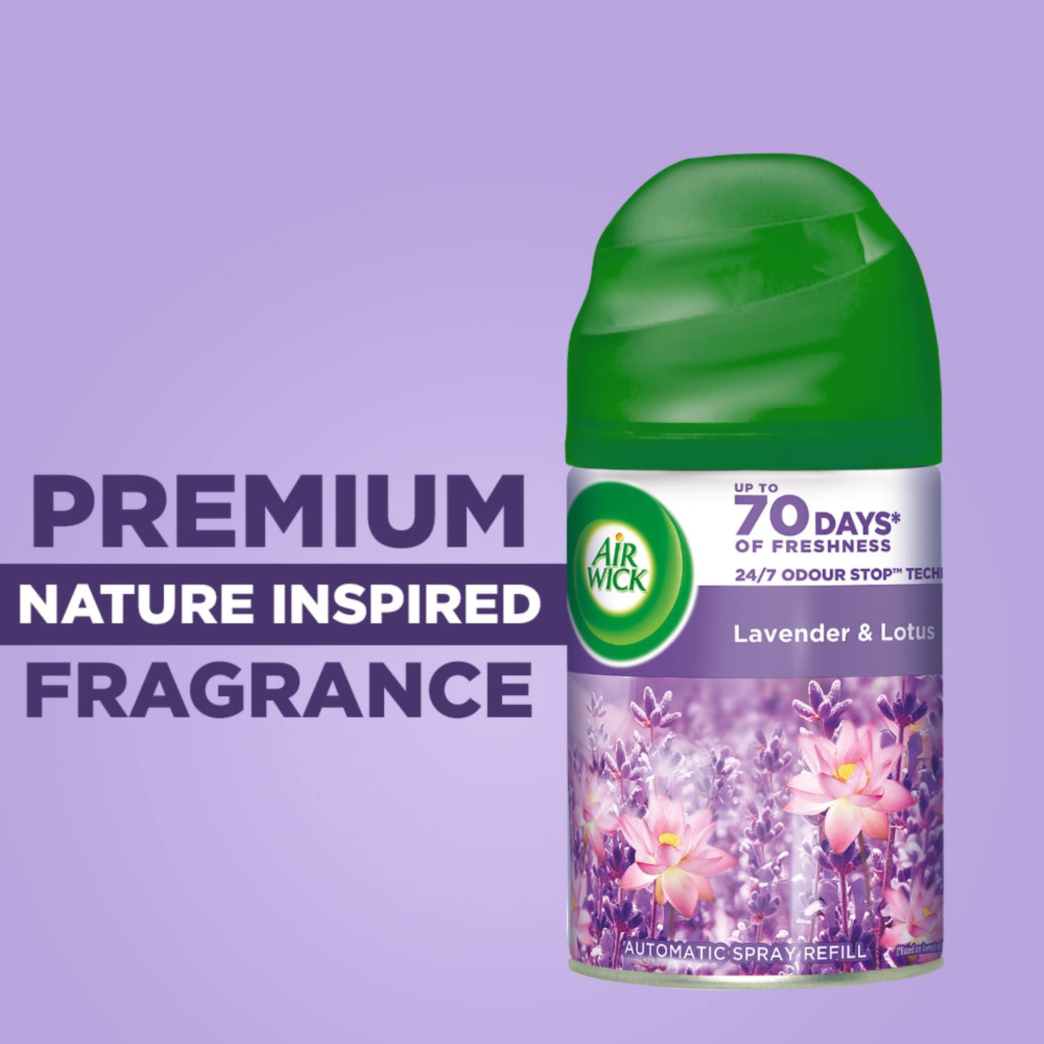 Air Wick Freshmatic Automatic Air Freshener Refill 250ml - Lavender & Lotus Scent | 2600 Sprays Guaranteed | Home, Bathroom & Office Air Freshener | Eliminates Odors & Creates Relaxing Atmosphere