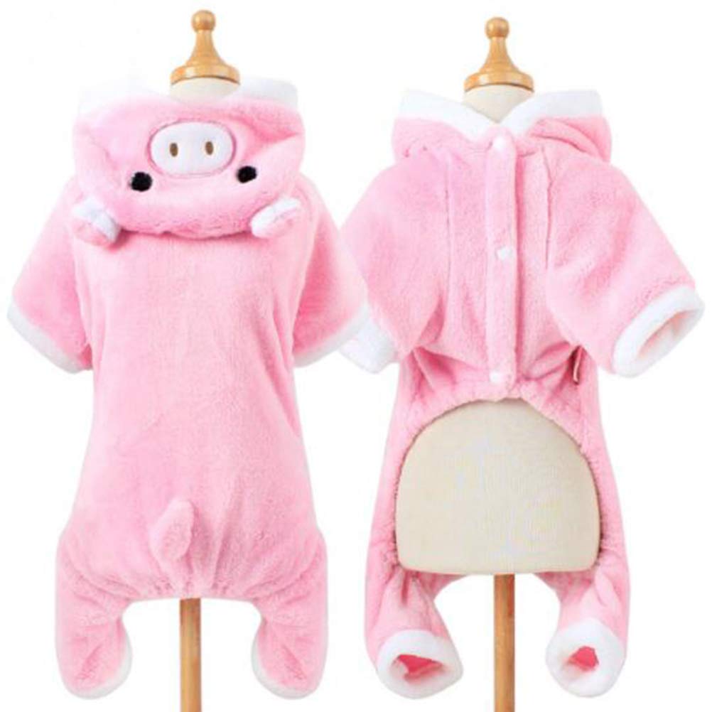 Pig Dog Costume for Small & Medium Dogs - Warm Winter Dog Pajamas & Cat Cosplay Outfit | Pet Piglet Costume for Halloween, Christmas Dress Up & Photo Shoots