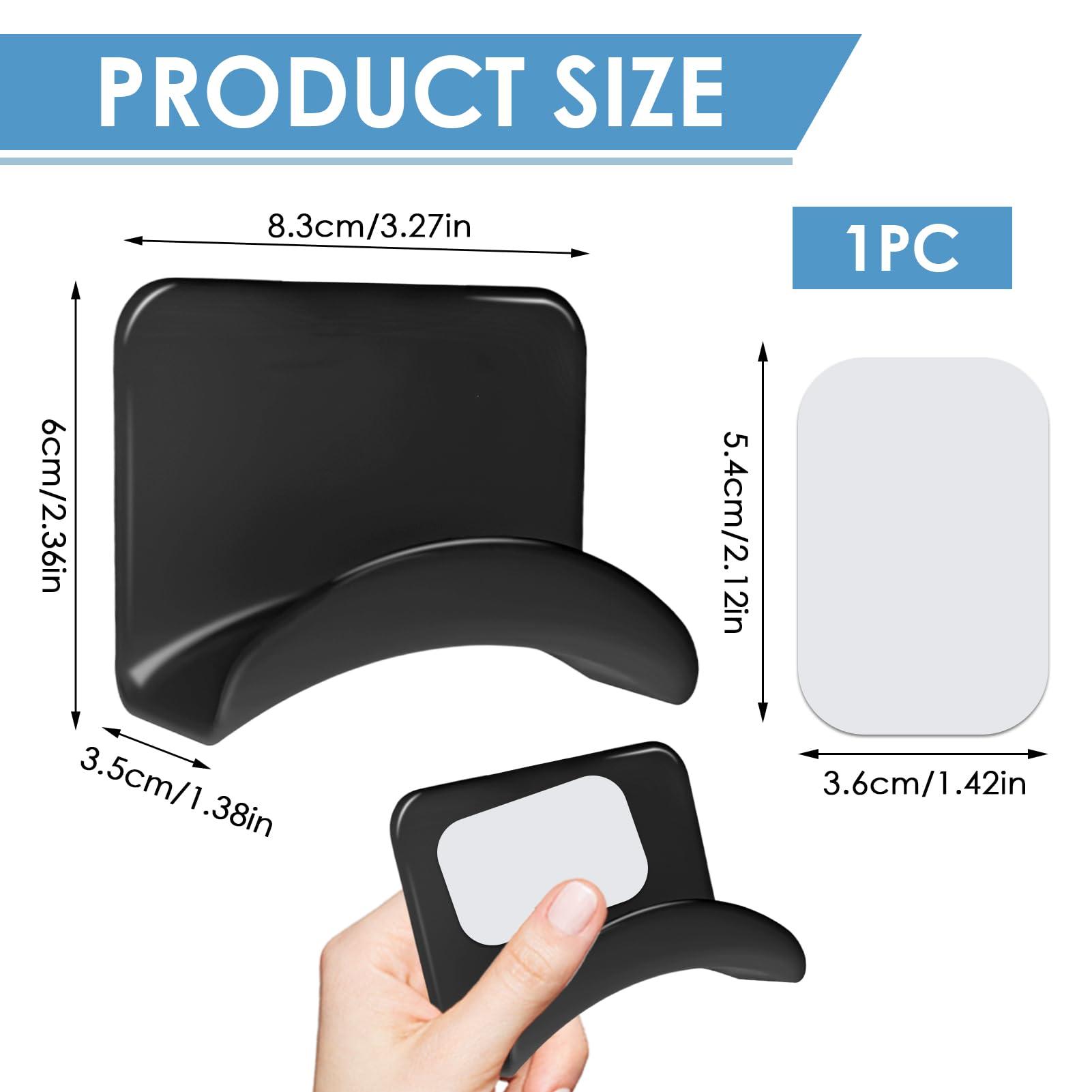 Premium 3M Adhesive Headphone Holder - Universal Hook for Gaming Headsets & Cables, Black - Perfect for Desk, Monitor & Wall Mounting to Organize Your Workspace or Gaming Setup