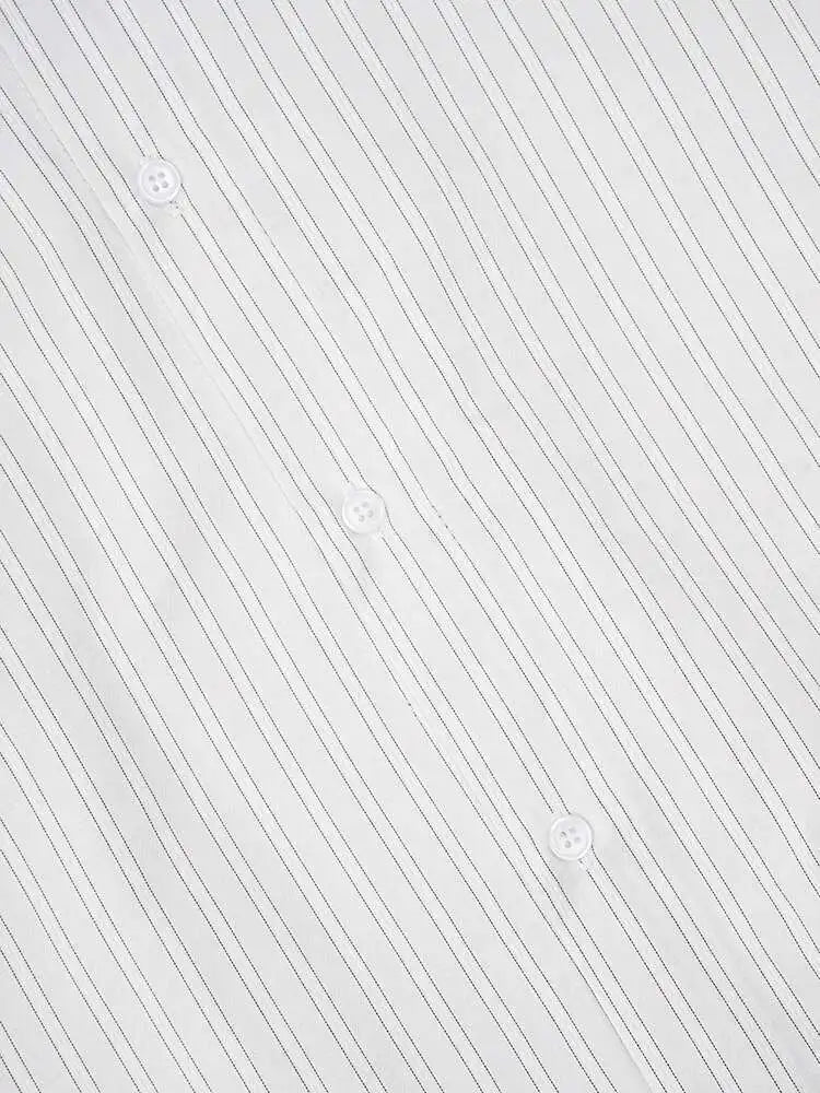 Big Size Striped Shirt & Wide Leg Pants Two-Piece Suit for Women | Lapel Long Sleeve Fashion Set | Spring Autumn 2025 Trendy Outfit | CPG19730 | Perfect for Office, Dating & Casual Wear