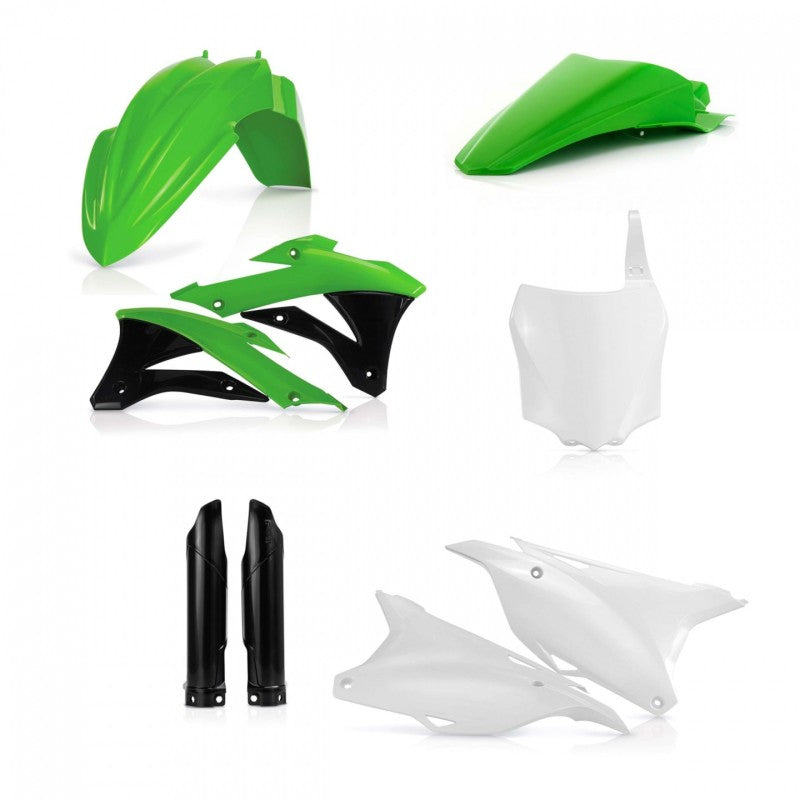 Acerbis Full Plastic Kit for Kawasaki KX85/KX100 (2014-2021) - Green White/Black OEM Style Replacement (Fits 2016-2018 Models) | Dirt Bike Body Upgrade for Motocross & Off-Road Racing