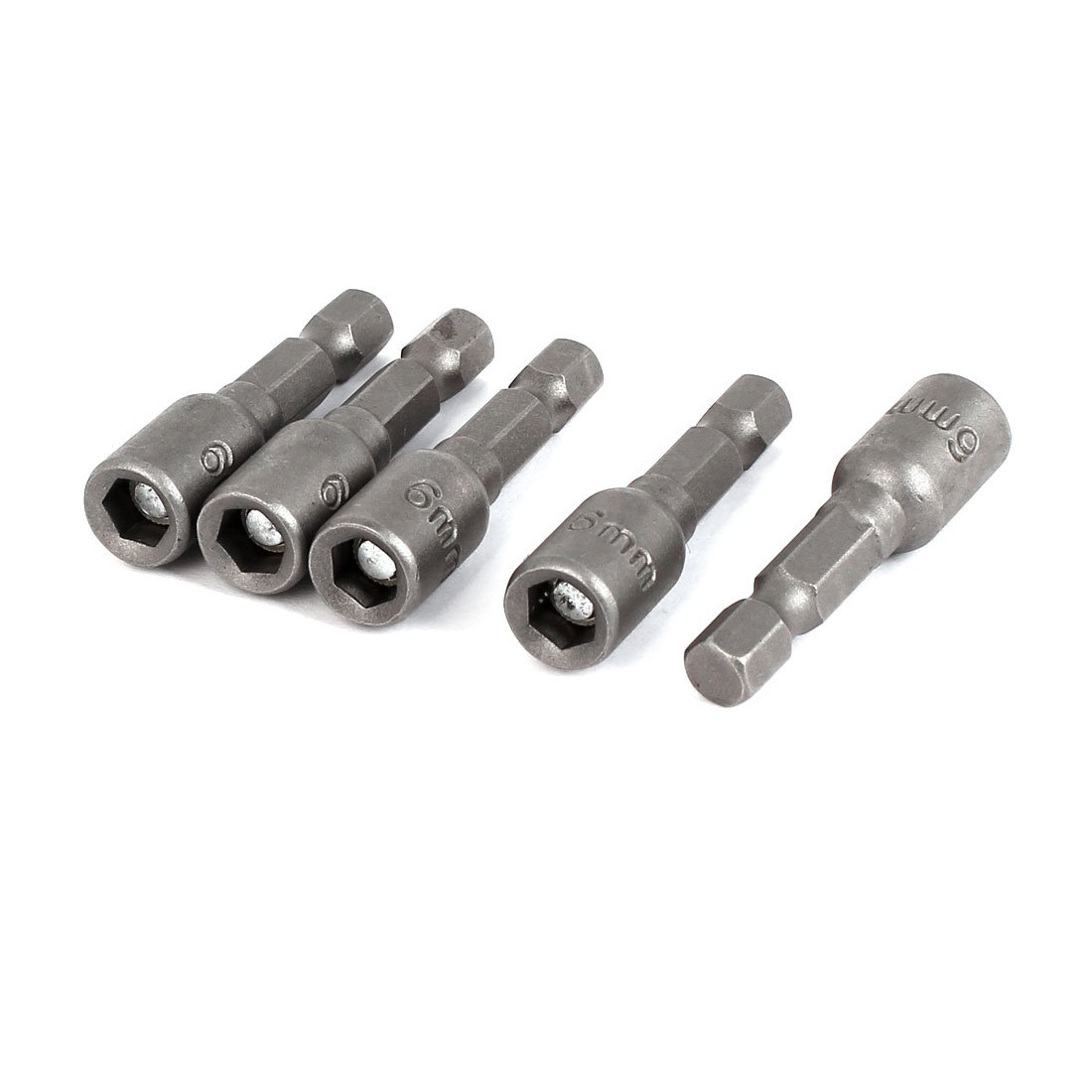 6mm to 42mm Magnetic Hex Socket Nut Driver Set - 5pc Gray Metal Power Wrench Kit for Automotive Repair, DIY Projects & Home Improvement