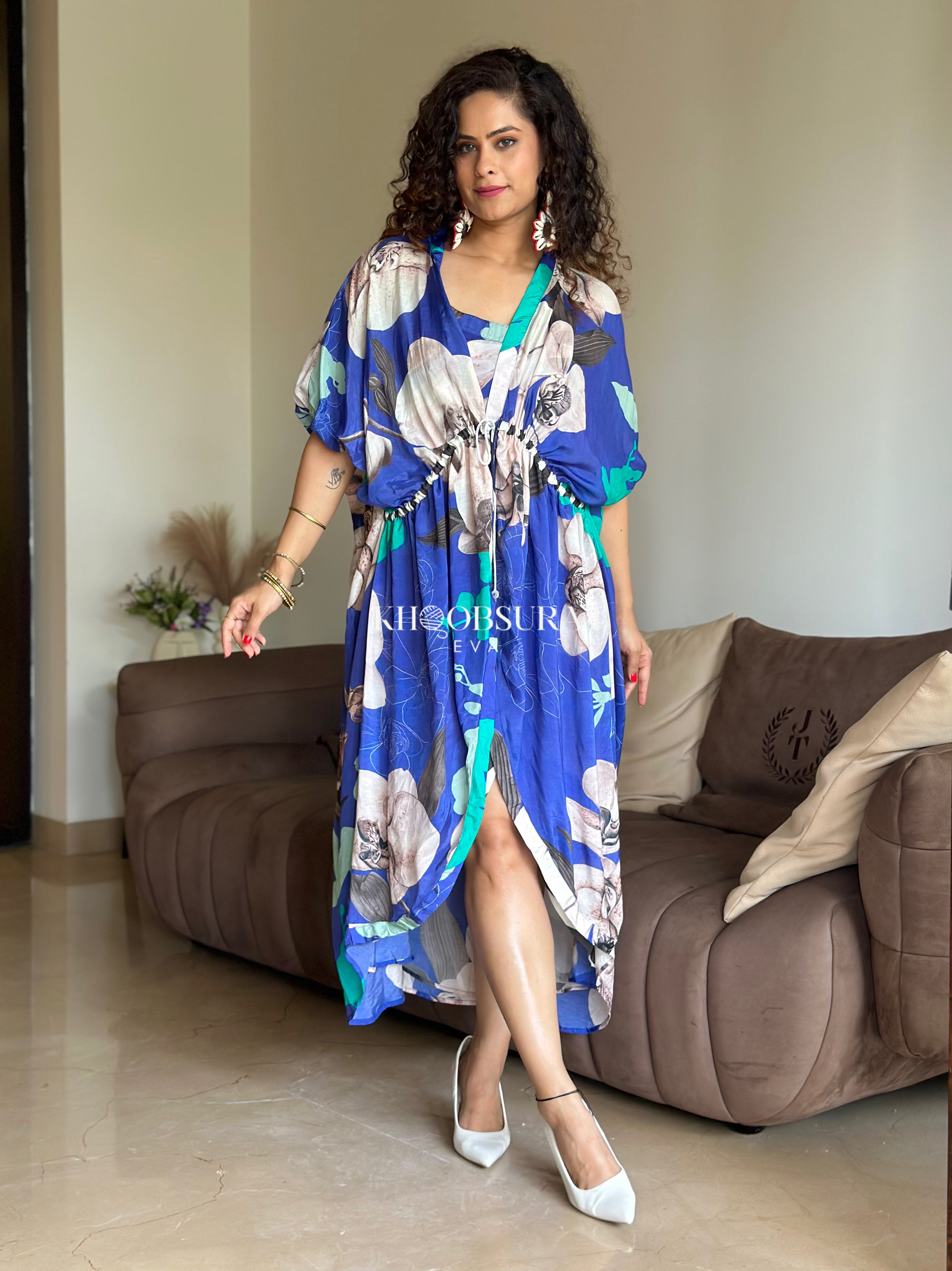 Breezy Blue Casual Shrug Dress - Lightweight Summer Cover-Up for Beach, Brunch & Outdoor Events