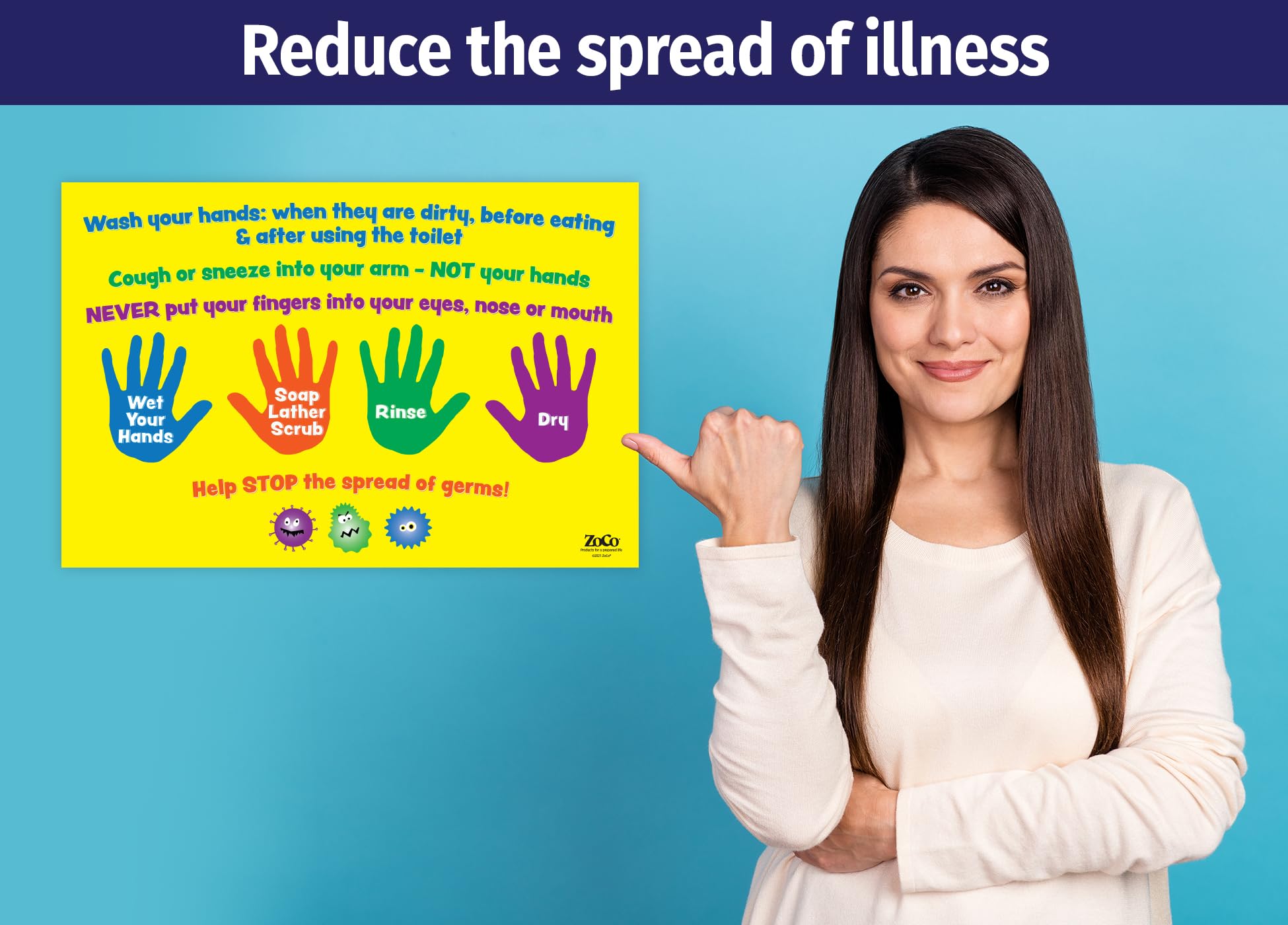 20 Pack Safety Magnets Hand Washing Posters for Kids - 12x18 Inch Laminated Pediatric Hygiene Signs - School Nurse Office Decor & COVID Classroom Supplies - Perfect for Bathrooms, Daycares & Healthcare Facilities