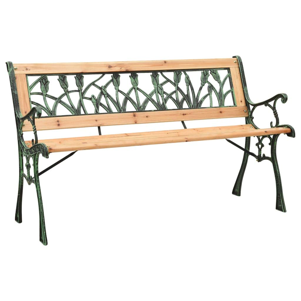Vintage Cast Iron Garden Bench with Turmeric Flower Pattern - 48