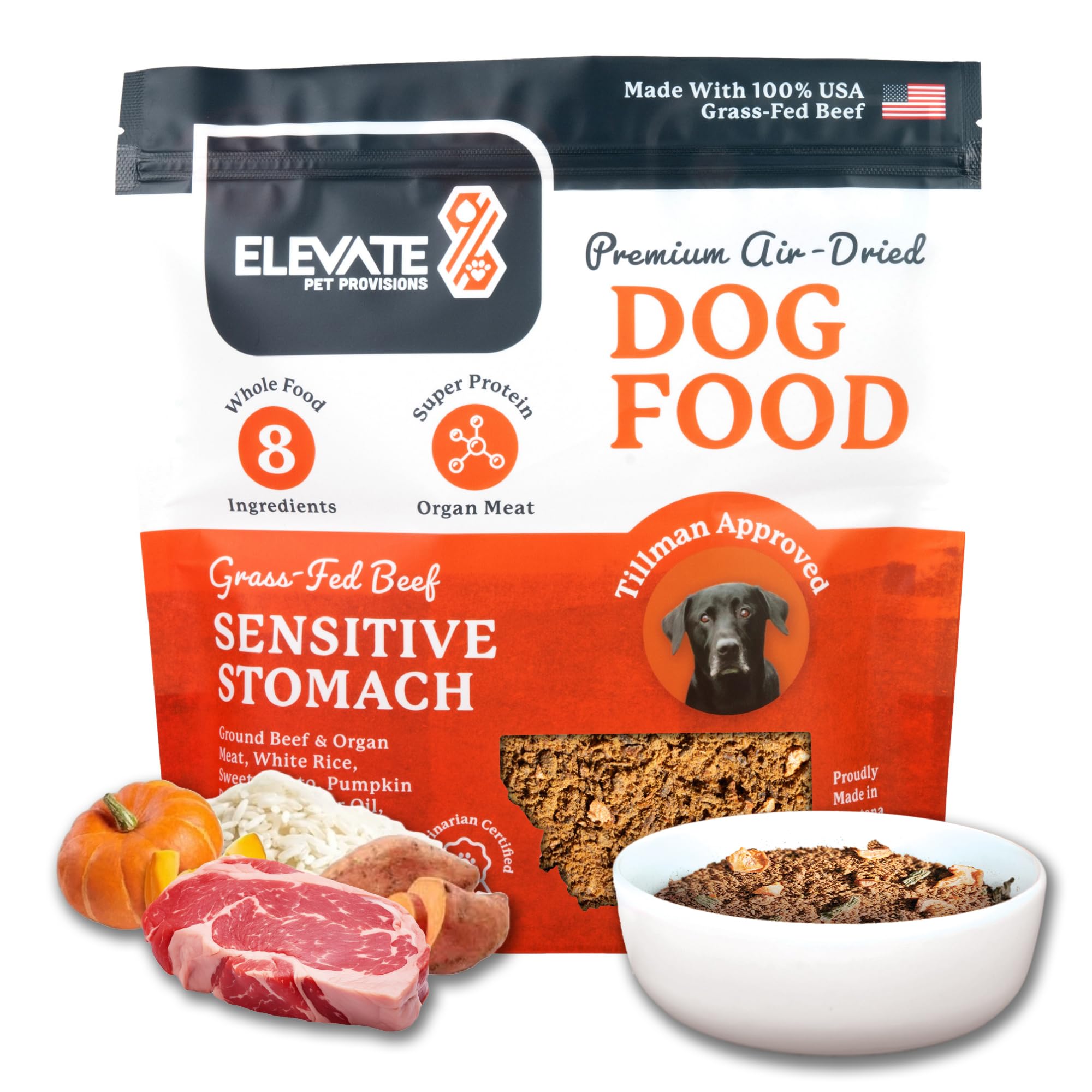 Premium Sensitive Stomach Dog Food - 100% Human-Grade Air-Dried Beef Recipe | Limited Ingredient, All-Natural Dog Food Made with USA Grass-Fed Beef | Dehydrated Complete Meal or Food Topper for Dogs with Digestive Issues (3.65lb) - Perfect for Picky Eaters & Dogs with Food Allergies