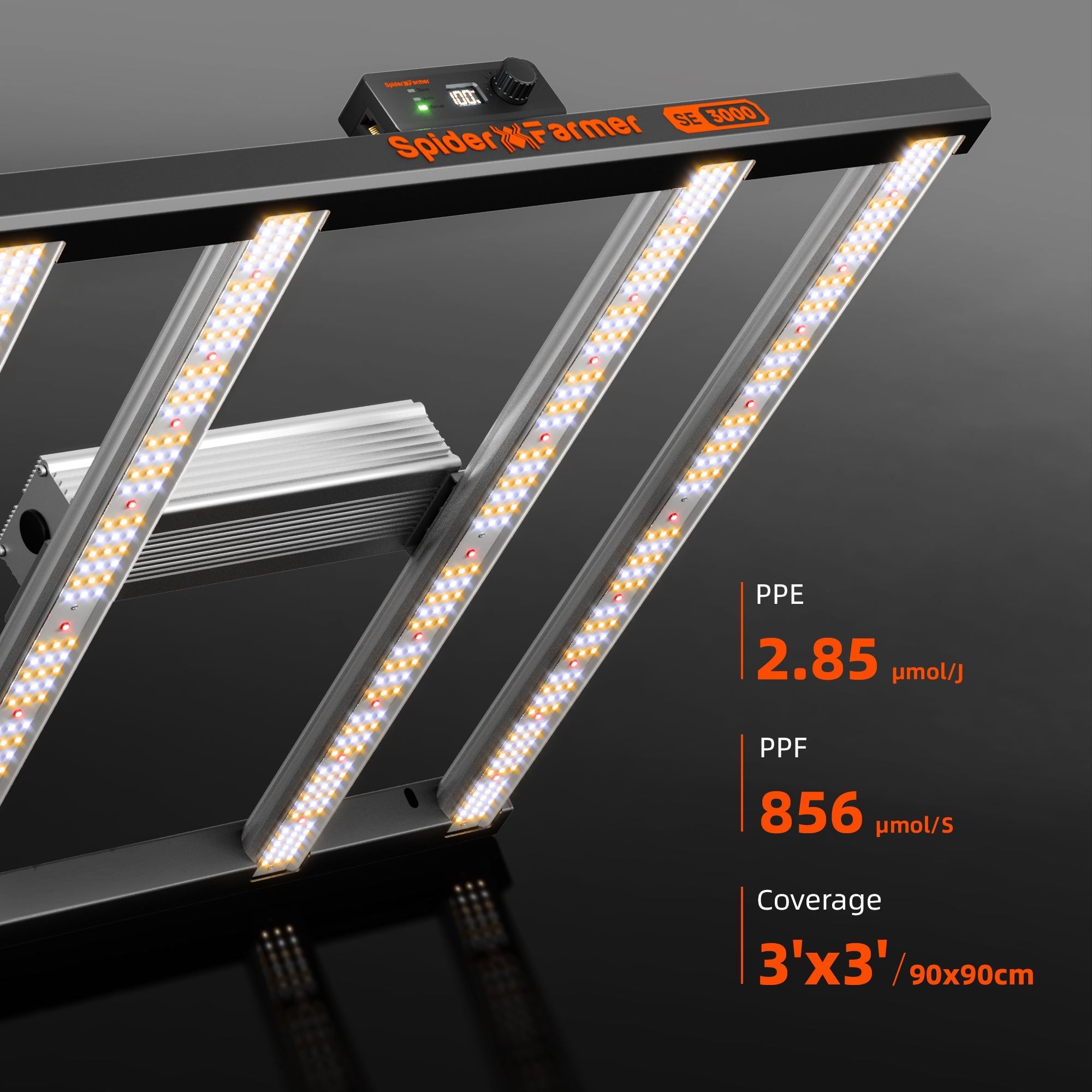 Spider Farmer SE3000 Smart LED Grow Light with Bluetooth & WiFi Control - Full Spectrum Indoor Plant Growing Light for Hydroponics, Greenhouse, and Home Gardening
