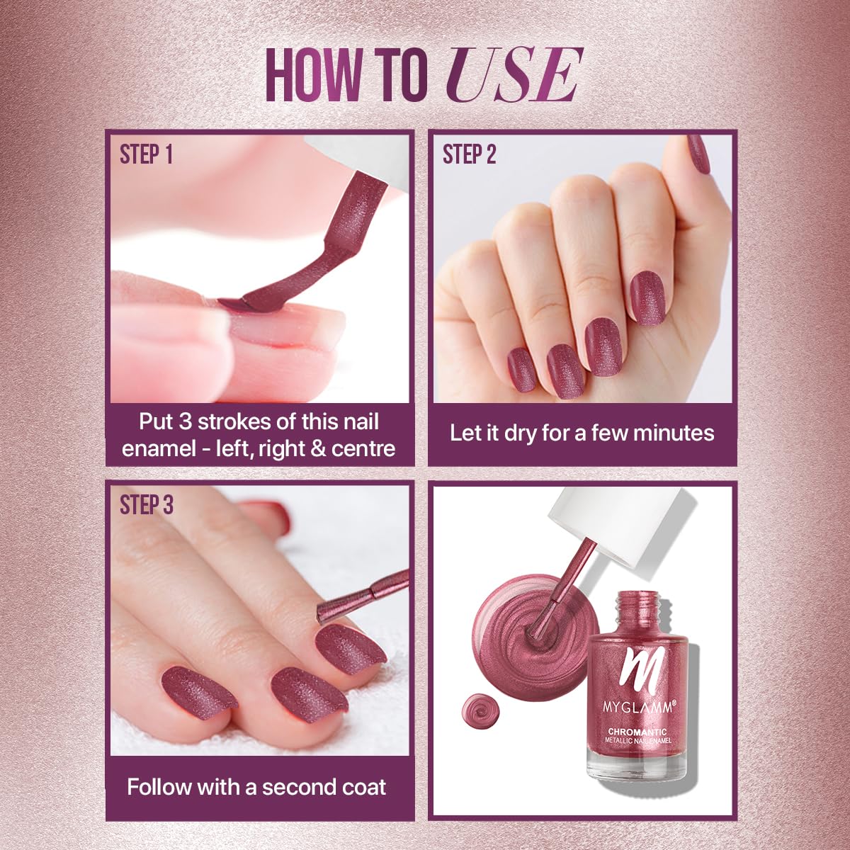 MyGlamm Chromantic Metallic Nail Polish - Luna (Elegant Grey) | Vegan, Non-Toxic, Long-Lasting Chrome Nail Enamel (10ml) for Parties, Weddings & Special Occasions