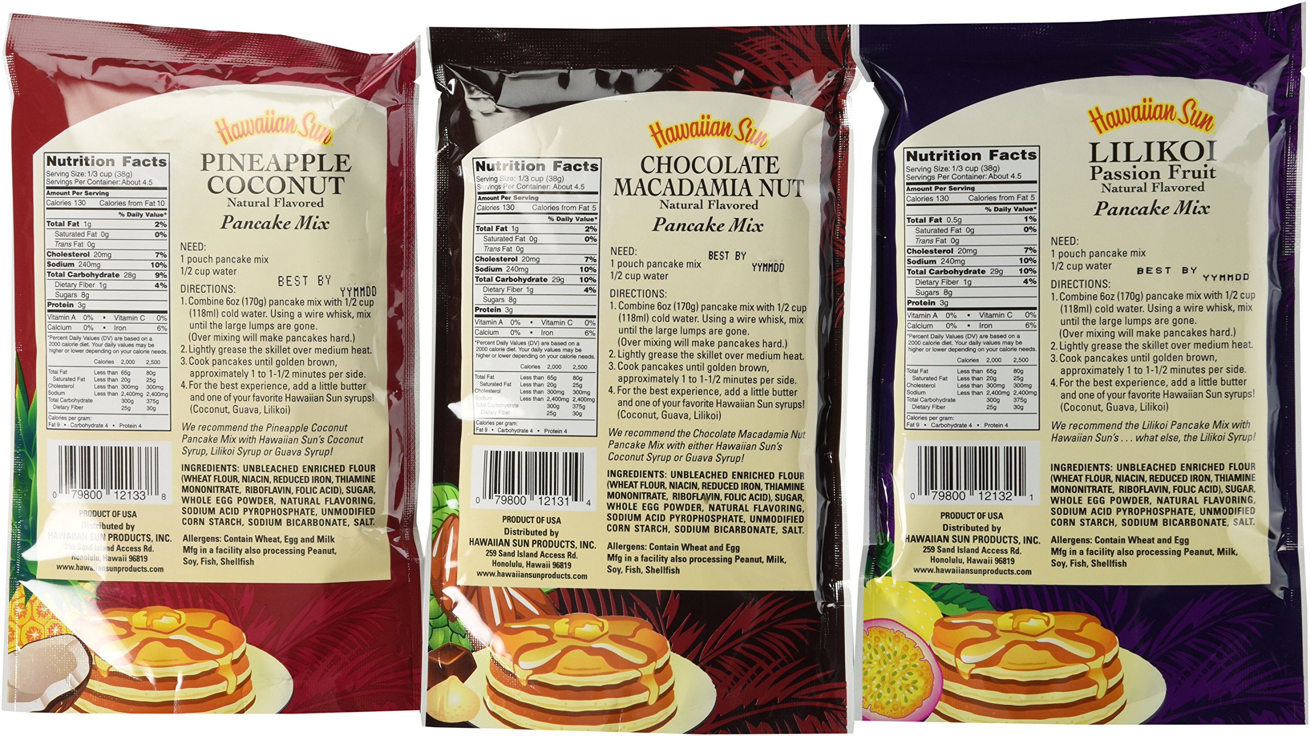 Hawaiian Sun Pancake Mix Variety Pack - 6oz (3 Pack) | Fluffy & Delicious Pancakes for Breakfast, Brunch, or Dessert
