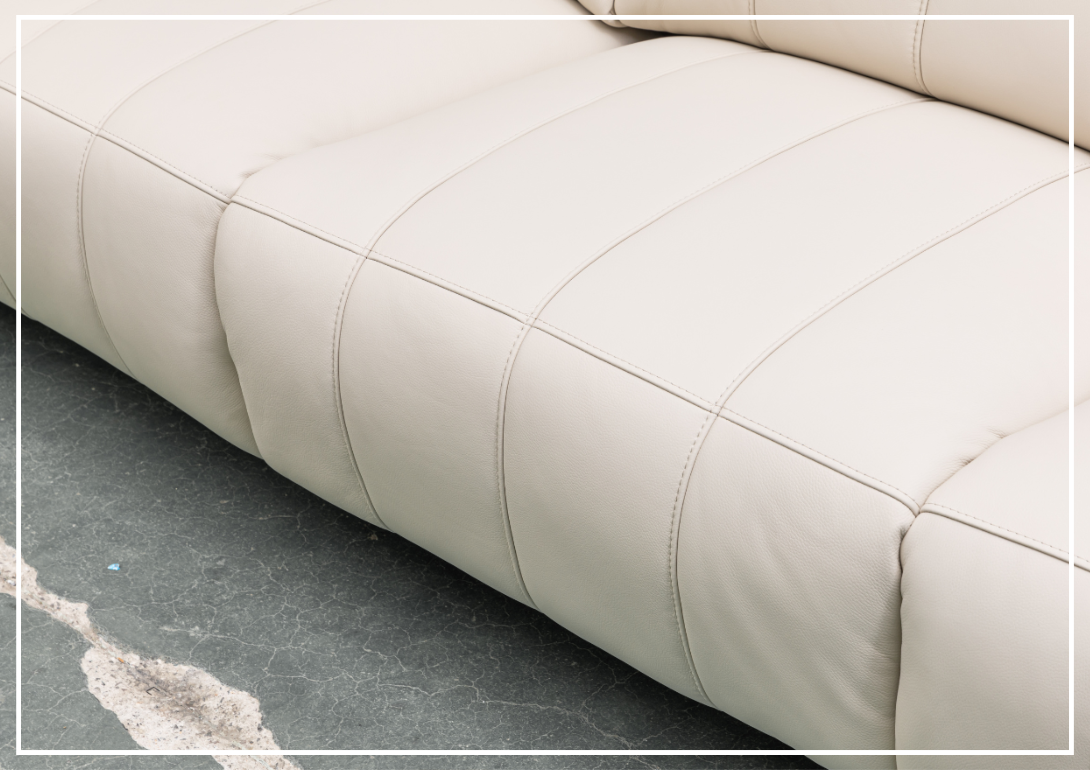 Klaussner Capri 3-Seater Beige Leather Power Reclining Sofa - Modern Living Room Furniture for Home Theater & Relaxation