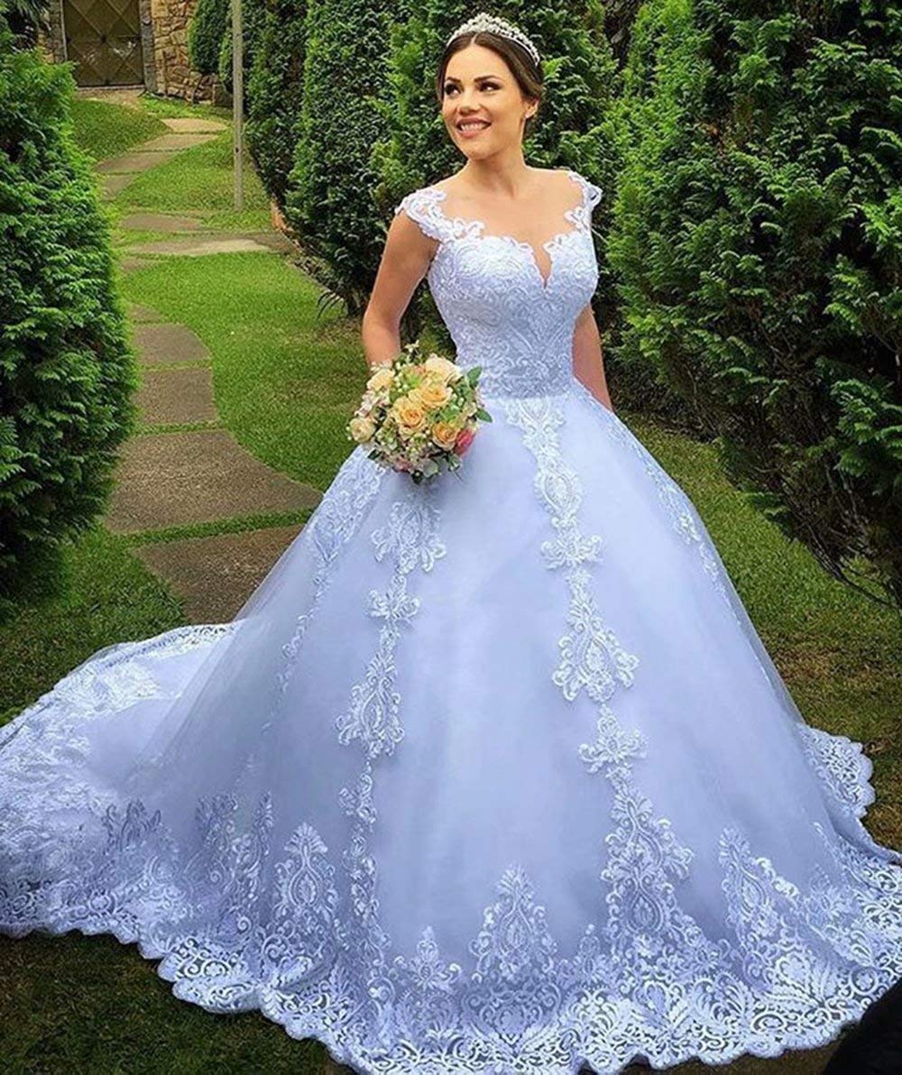 Elegant Illusion Sweetheart Wedding Dress for Bride - Long Ball Gown with Lace & Tulle Bridal Gown for Women | Perfect for Church Ceremonies, Beach Weddings & Formal Receptions