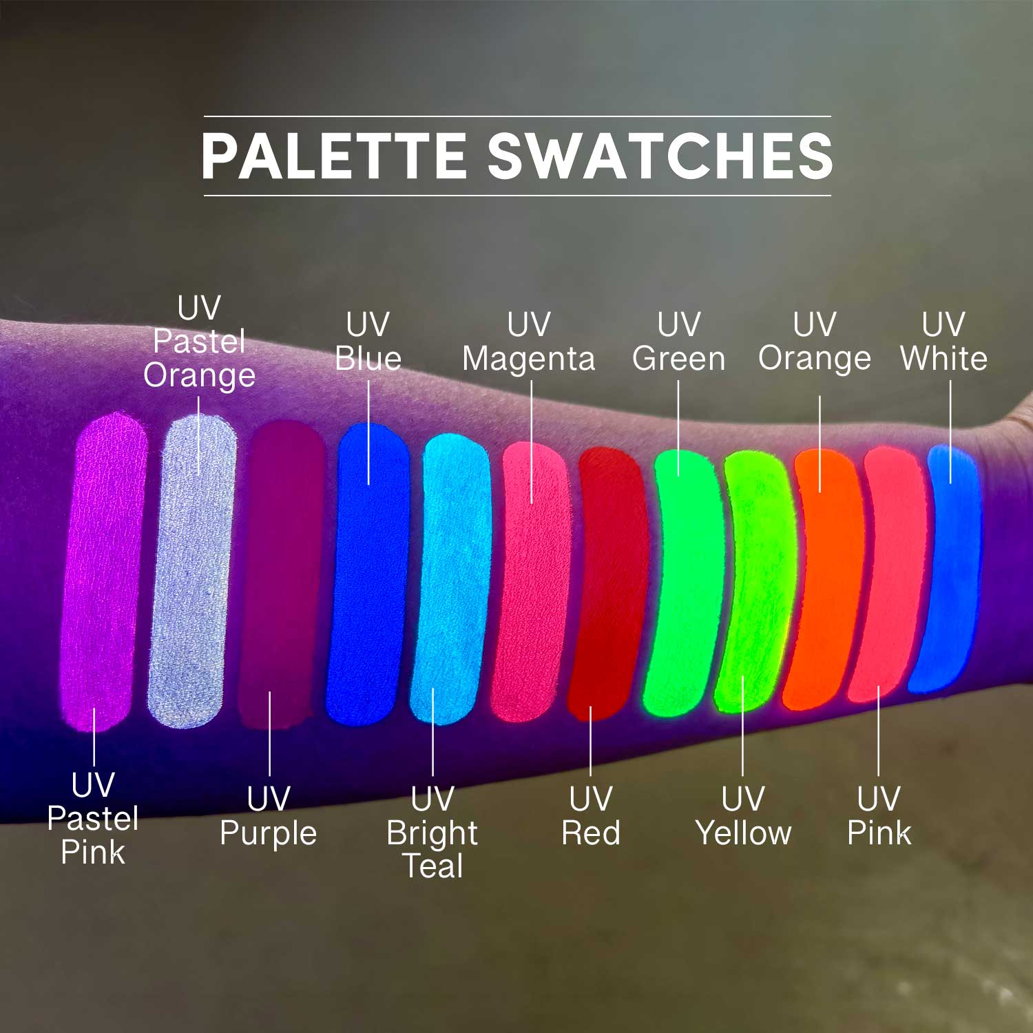 12 Color UV Water Activated Glow Body Paint Palette - Safe & Vibrant for Face & Body Art, Halloween, Cosplay & Festival Makeup