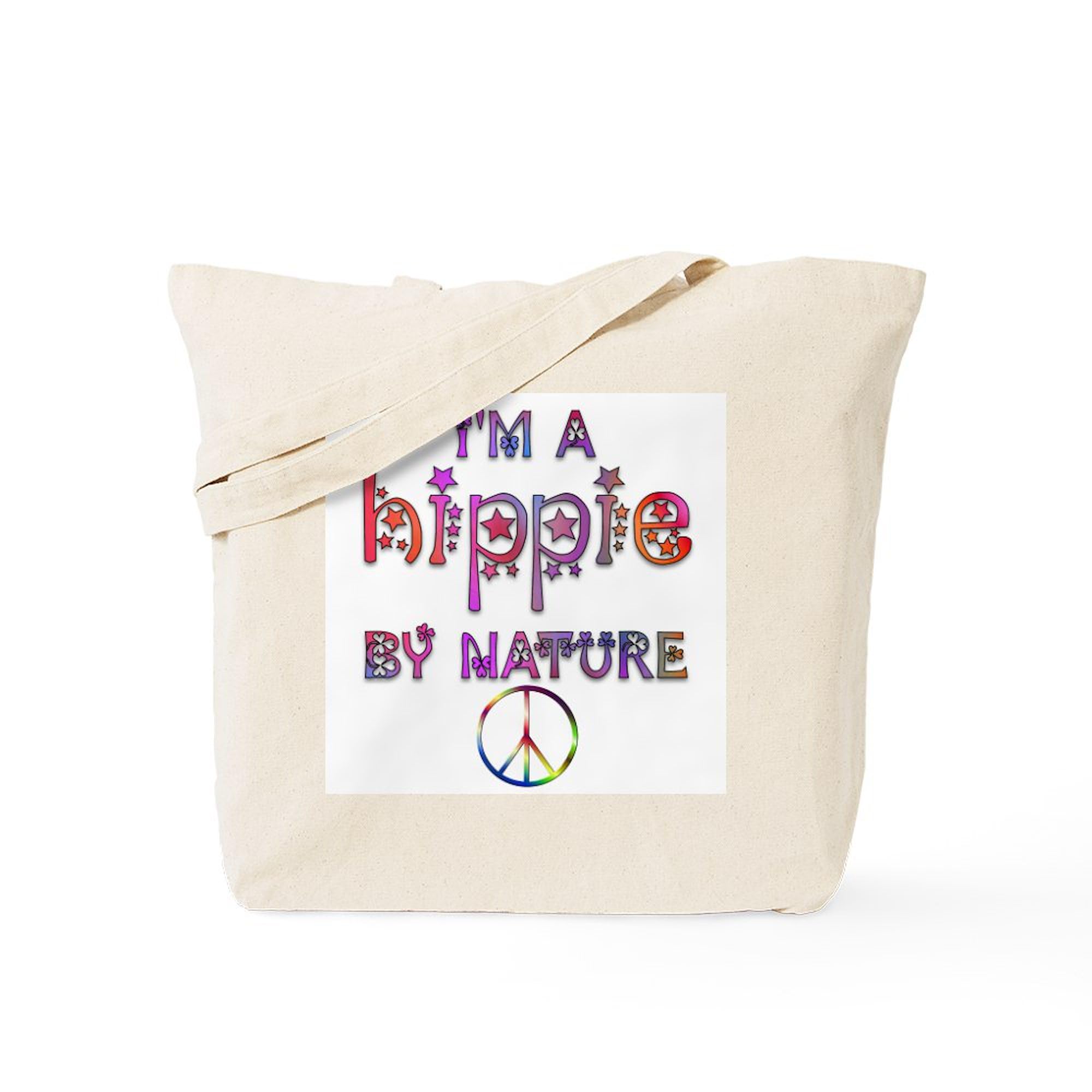 Hippie By Nature Retro Canvas Tote Bag - Eco-Friendly Reusable Shopping Bag for Groceries, Beach & Farmers Market | Natural Cotton Carryall for Women & Men