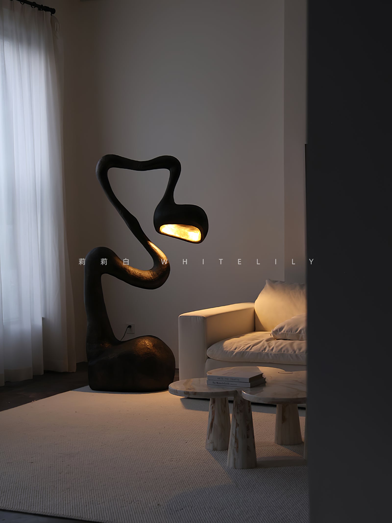Handcrafted Myrrh Resin Sculpture Floor Lamp - Modern Boho Decor for Living Room, Bedroom & Office - Warm Ambient Lighting for Relaxation & Meditation