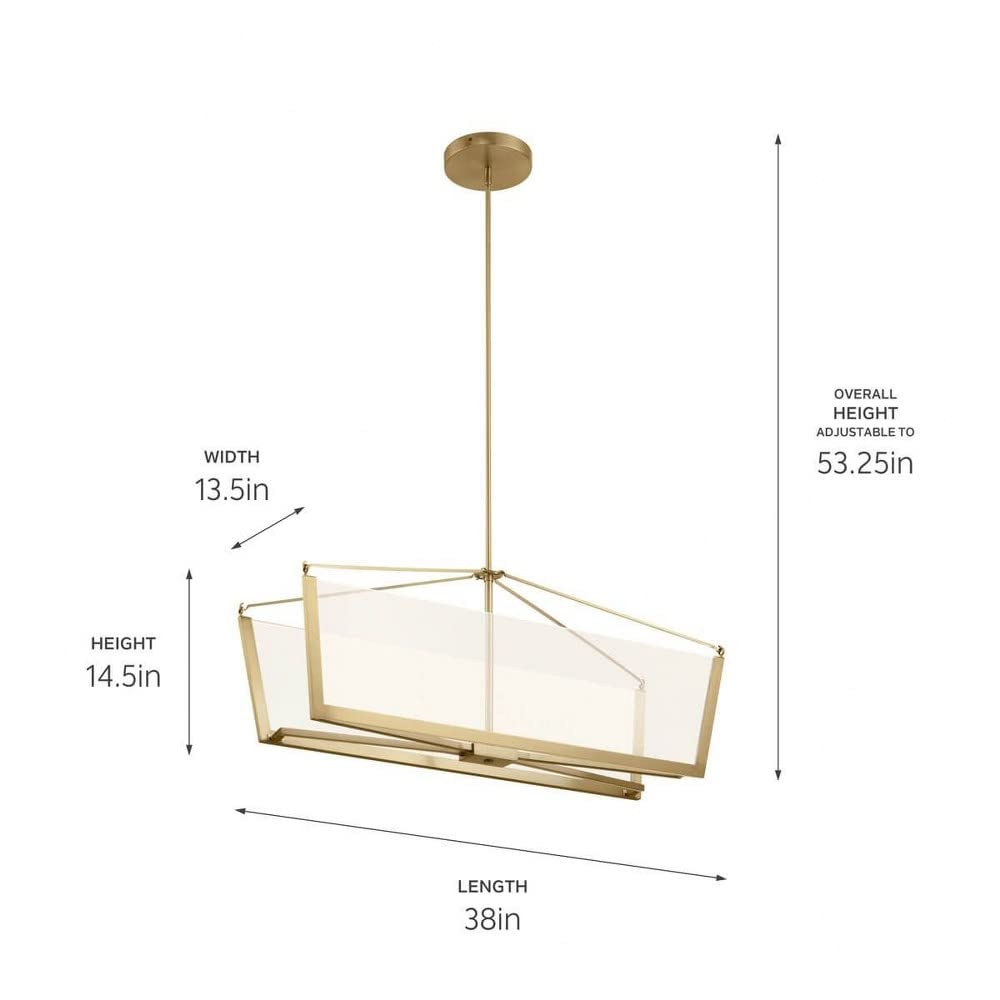 Modern LED Panel Kitchen Island Light Fixture with Light Guide Acrylic Glass - Champagne Gold Finish for Contemporary Home Lighting | Perfect for Kitchen Islands, Dining Areas & Modern Interior Design