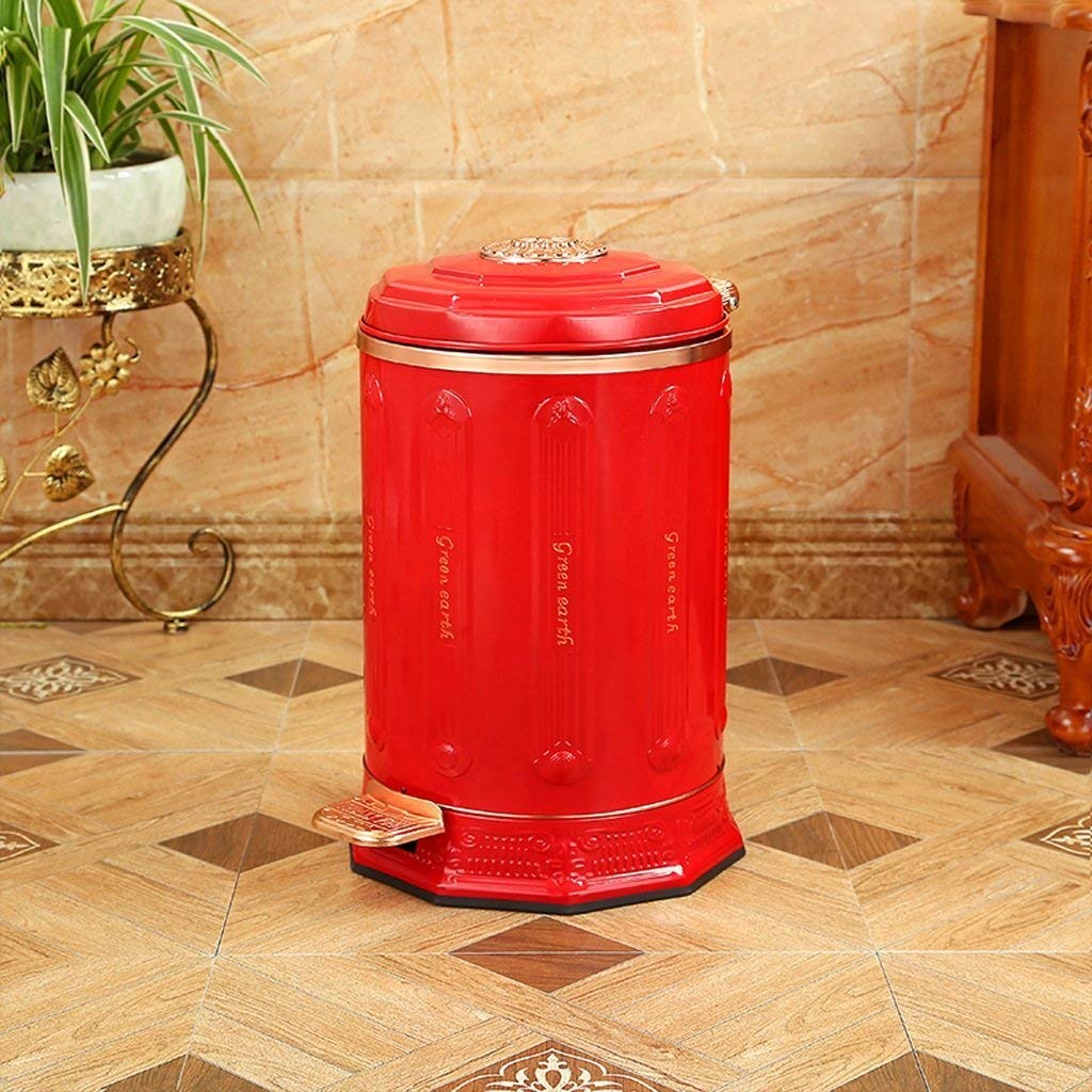 DTSE9 Stainless Steel Foot Pedal Trash Can with Lid - 6L & 12L Capacity, Luxury Cylindrical Garbage Bin for Bedroom, Living Room, Office & Hotel Use | Elegant Home & Commercial Waste Solution for Bathroom, Kitchen & Workspaces