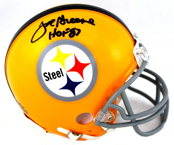 Joe Greene Autographed Pittsburgh Steelers Riddell Yellow Throwback NFL Mini Helmet with 
