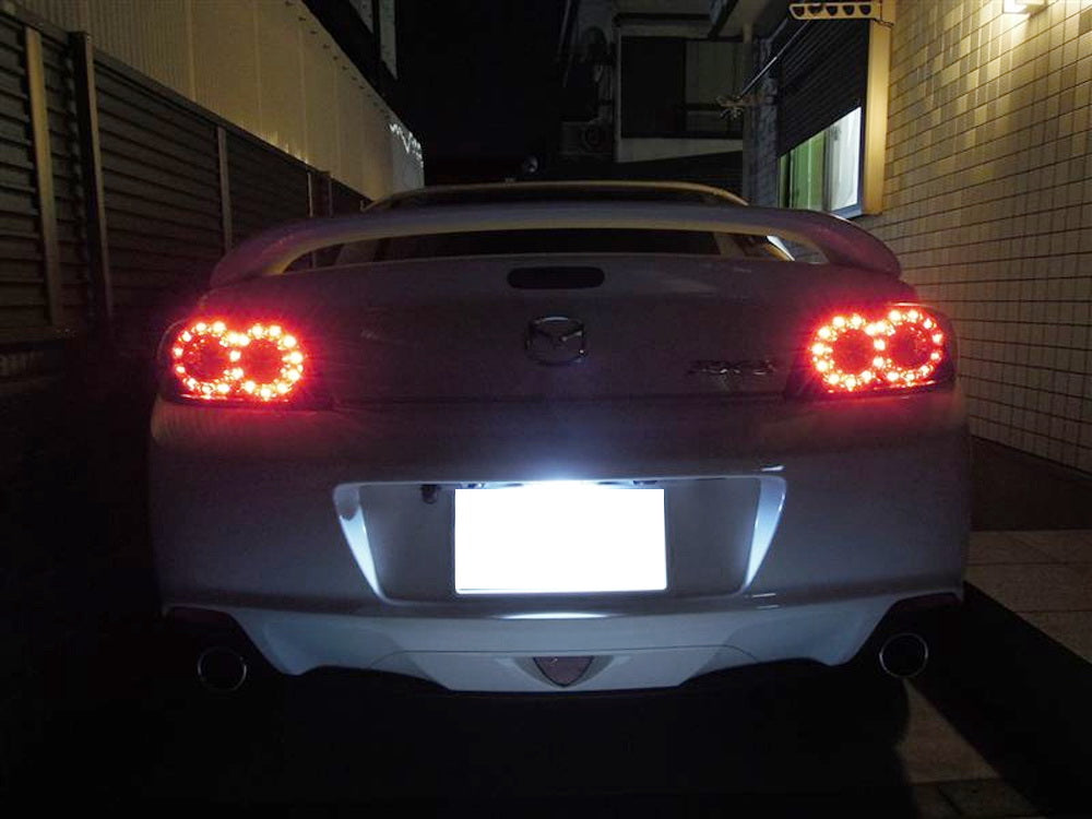 OEM Replacement 18 SMD White LED License Plate Light Assembly for Mazda RX-8 - Bright Illumination for Night Driving & Enhanced Vehicle Appearance