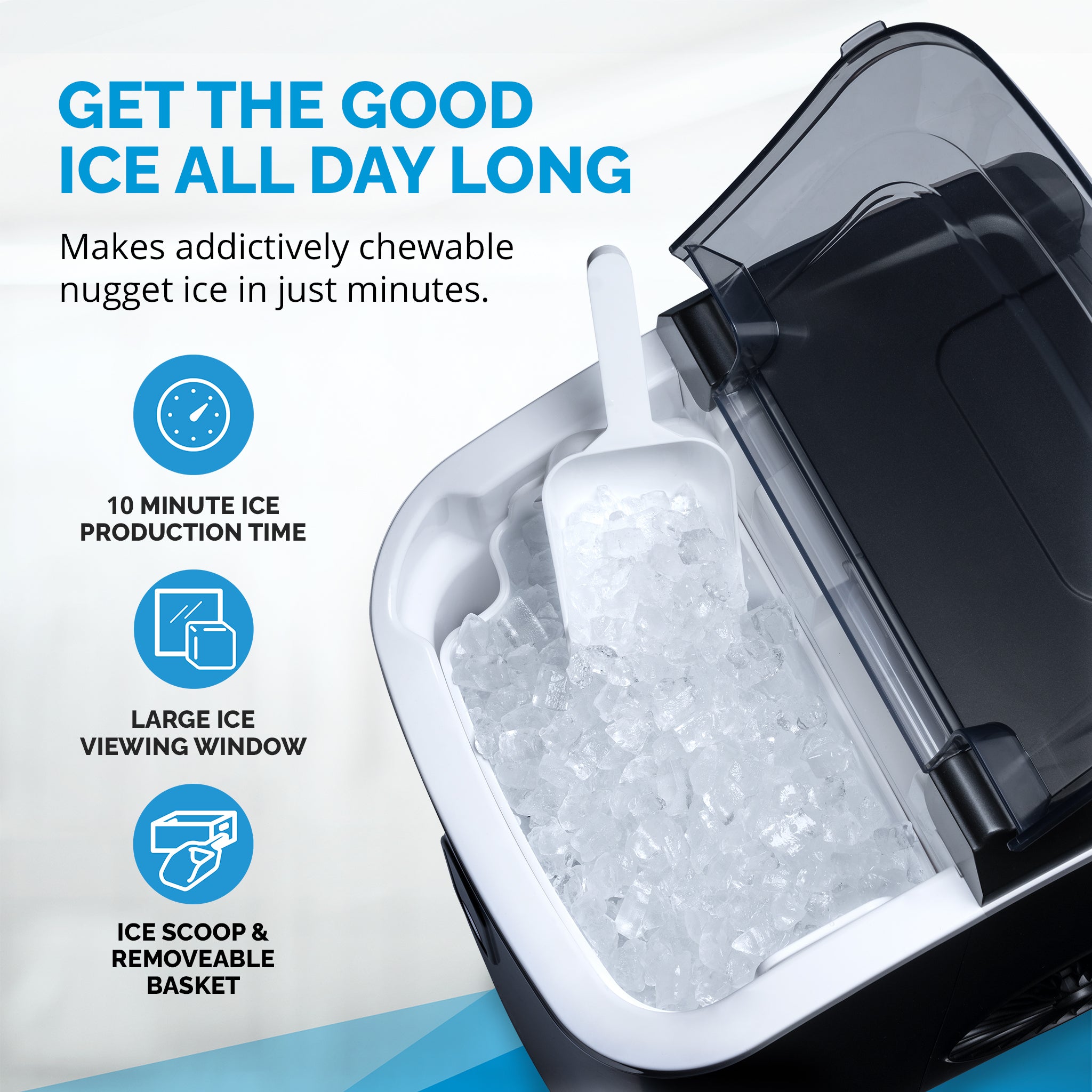 Newair® Countertop Ice Maker - 33 lbs/Day Nugget Ice Machine for Home, Office, and Parties | Perfect for Cocktails, Beverages, and Outdoor Events