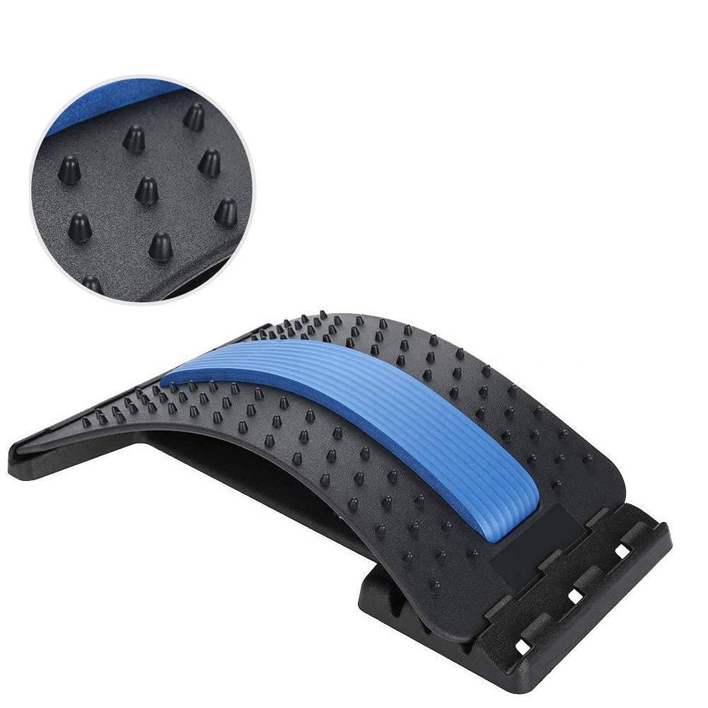 Premium Back Stretcher for Lower & Upper Back Pain Relief - Lumbar Support Device with Posture Corrector | Office Chair Back Support | Home & Gym Use (Black/Blue)