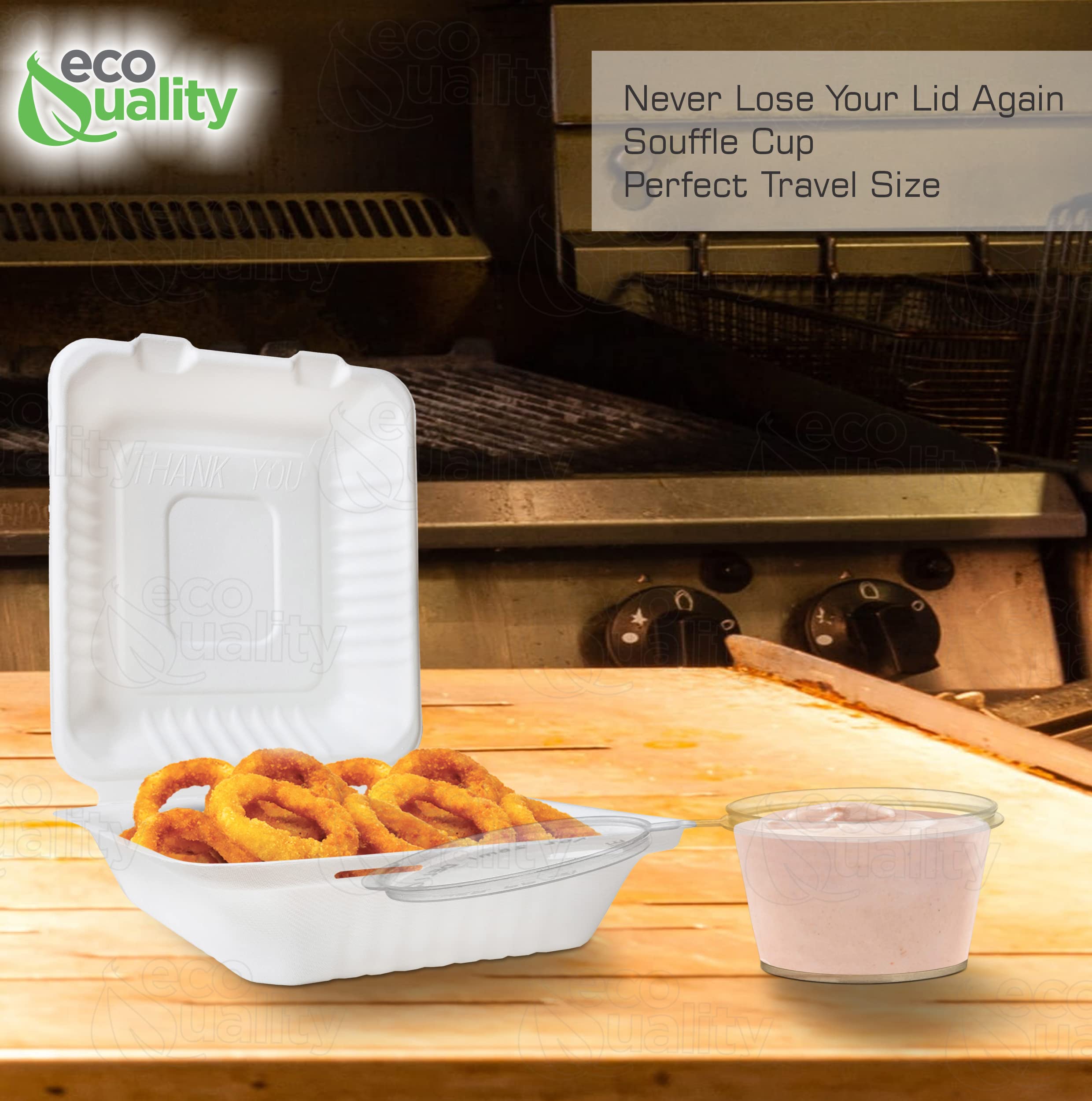 EcoQuality [2000 Pack] 3 Oz Leak Proof Plastic Condiment Cups with Hinged Lids - Perfect for Sauces, Jello Shots, Food Storage, Party Favors & Restaurant Use - Durable Portion Containers for Takeout, Catering & Home Kitchen Organization