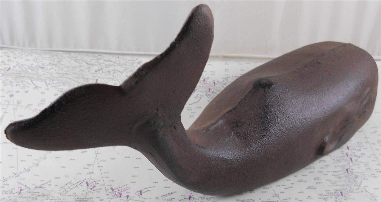 Heavy Duty Cast Iron Whale Statue - Decorative Nautical Whale Doorstop for Home, Office, and Beach House Decor