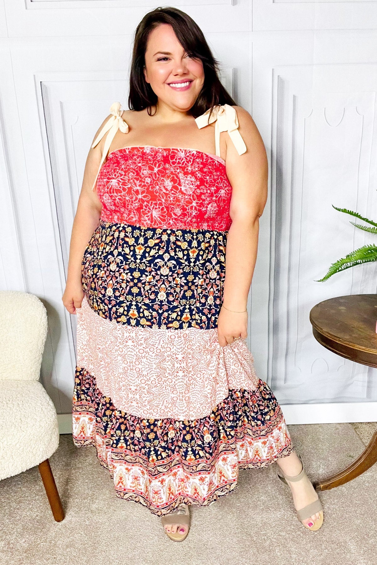 Orange Floral Smocked Tube Top Tiered Maxi Dress - Boho Summer Beach Dress for Vacation, Pool Party & Music Festival