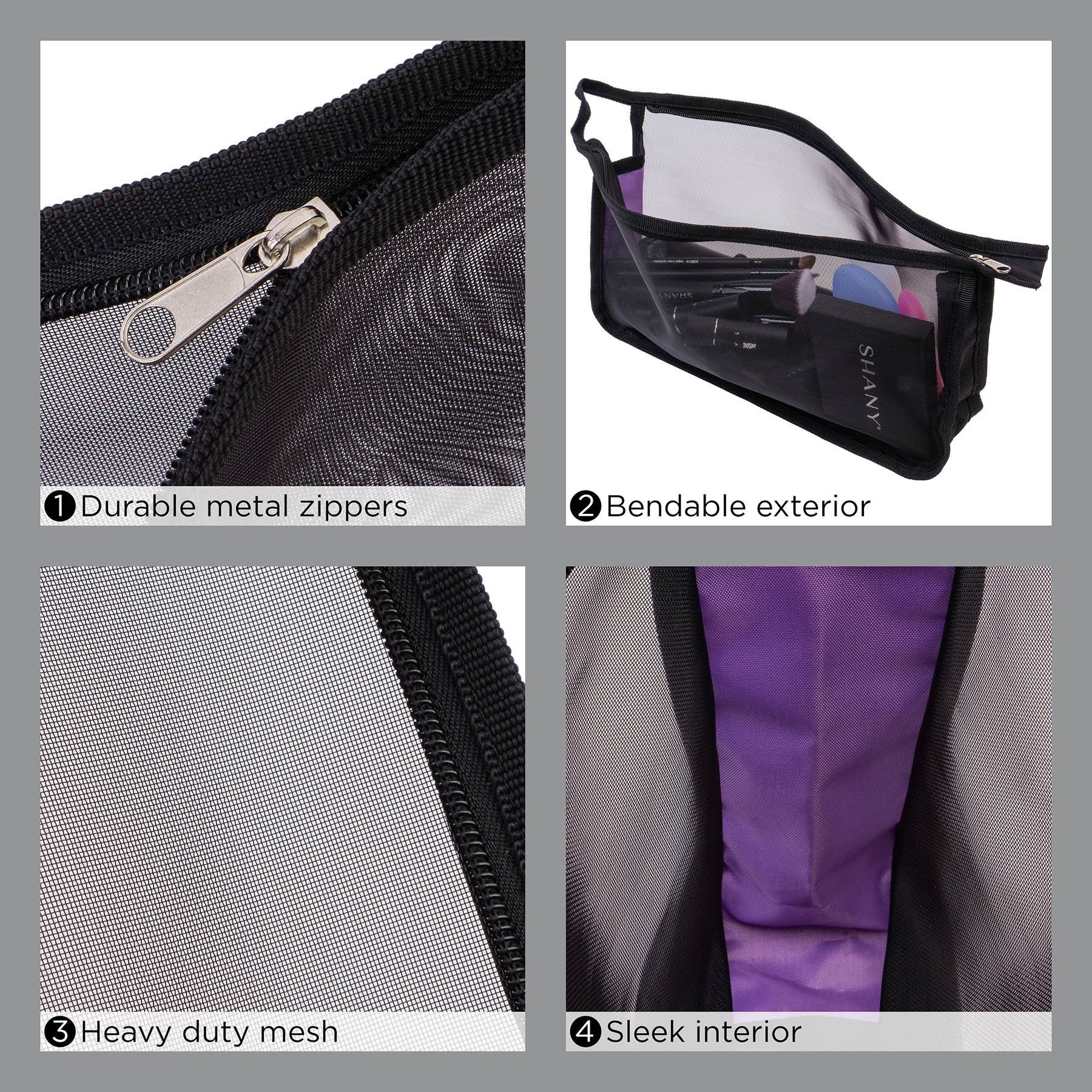 Black Mesh Travel Organizer Bag Set - 10 Piece Waterproof Luggage Organizers for Suitcases, Toiletry & Jewelry | Perfect for Business Trips, Vacations & Weekend Getaways
