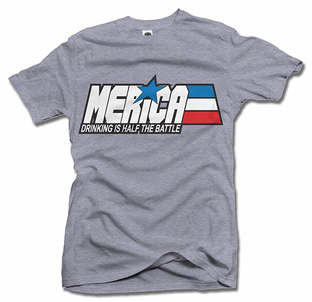 Funny 'Merica Drinking is Half The Battle' Patriotic T-Shirt & Tank Top - Perfect for 4th of July, BBQ Parties & American Pride Events