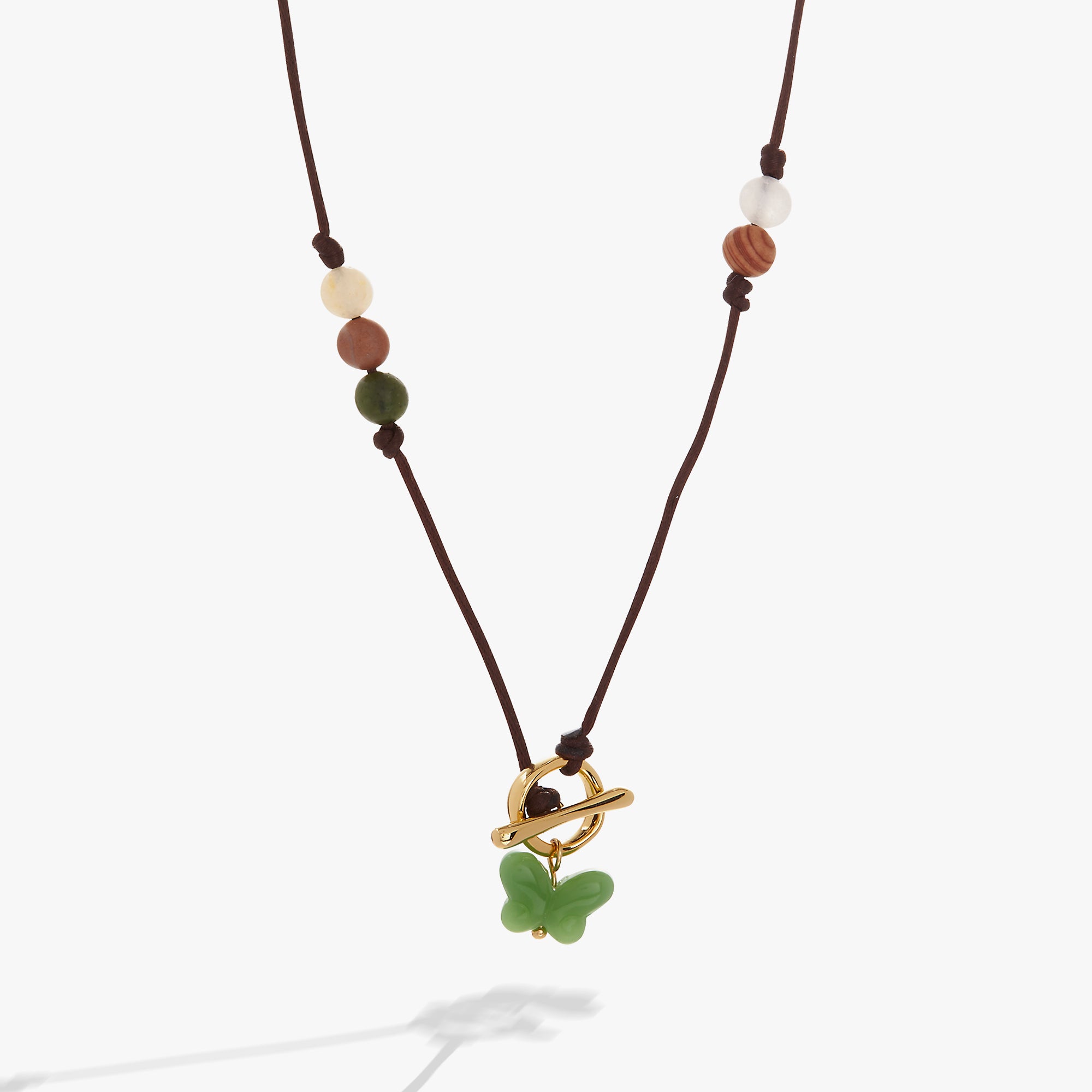 Healing Stone Butterfly Toggle Necklace - Handcrafted Gemstone Jewelry for Stress Relief & Positive Energy - Perfect for Meditation, Yoga & Spiritual Gifts