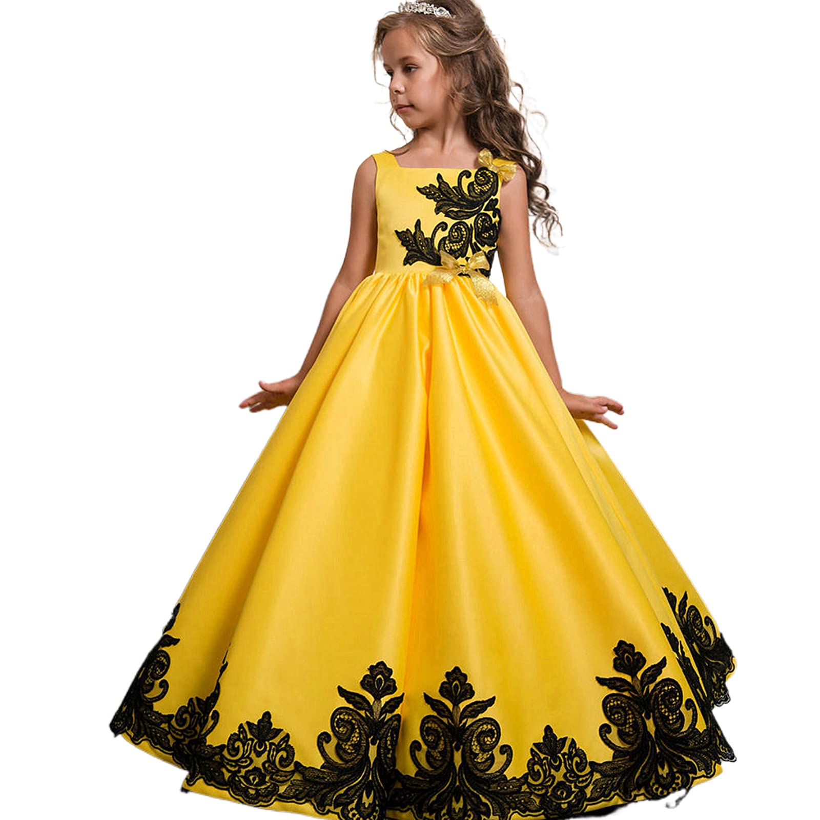 BEELADAN Girls Summer Dress with Embroidery Flower Pattern - Sleeveless Long Dress for Kids, Wedding, Pageant, Party & Special Occasions - Perfect for Birthday Celebrations, Family Gatherings & Outdoor Events