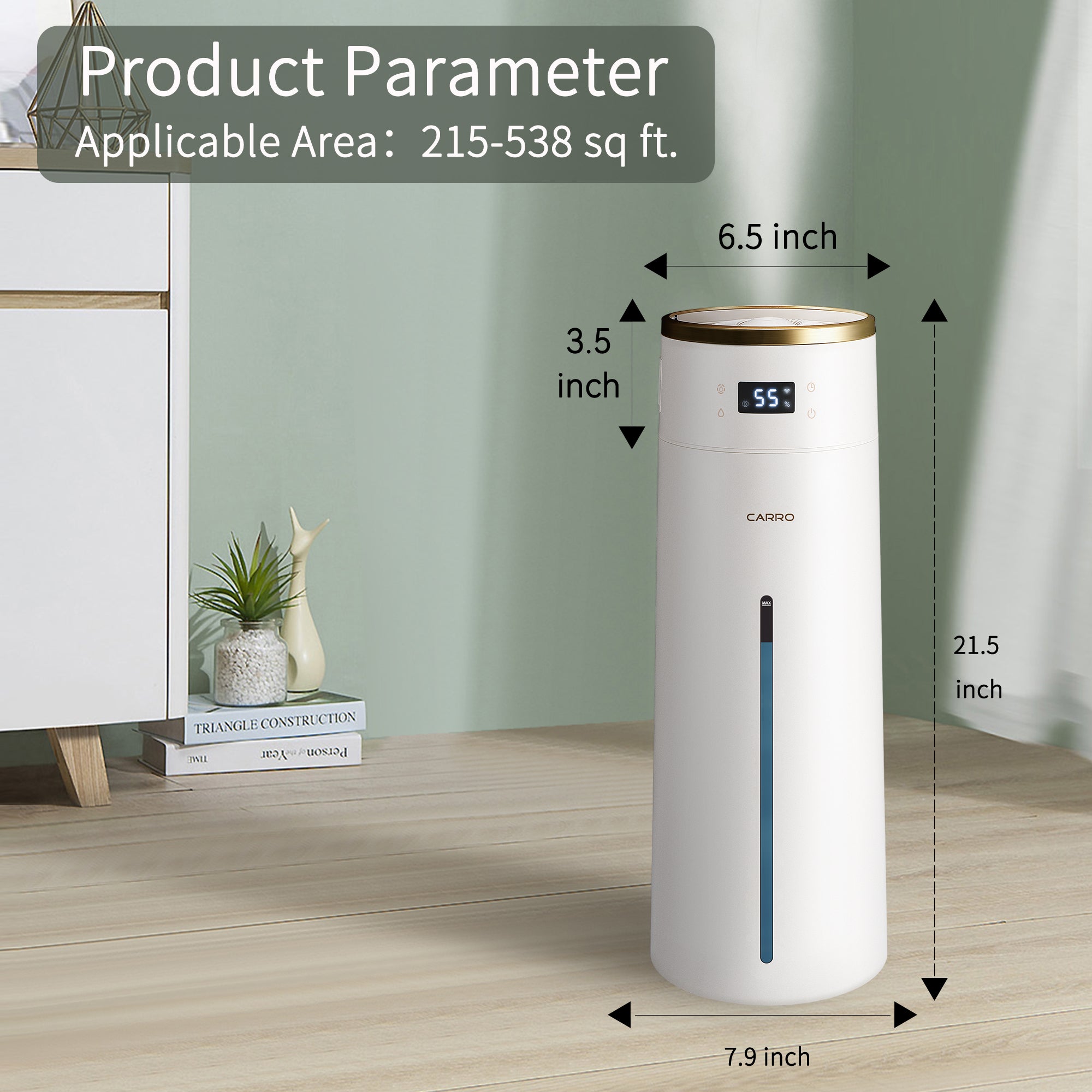 Smart Humidifier 2.1 Gal Top Fill Cool Mist - Large Room Ultrasonic Humidifier for Bedroom, Nursery & Office - Quiet Air Moisturizer for Baby, Plants & Dry Skin Relief